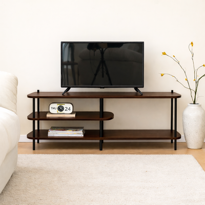 COLEMAN - Mobile TV moderno in metallo e legno marrone