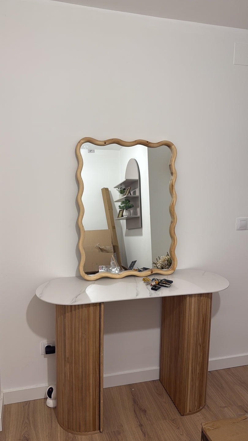 PIREUS – drewniana konsola z blatem imitującym marmur