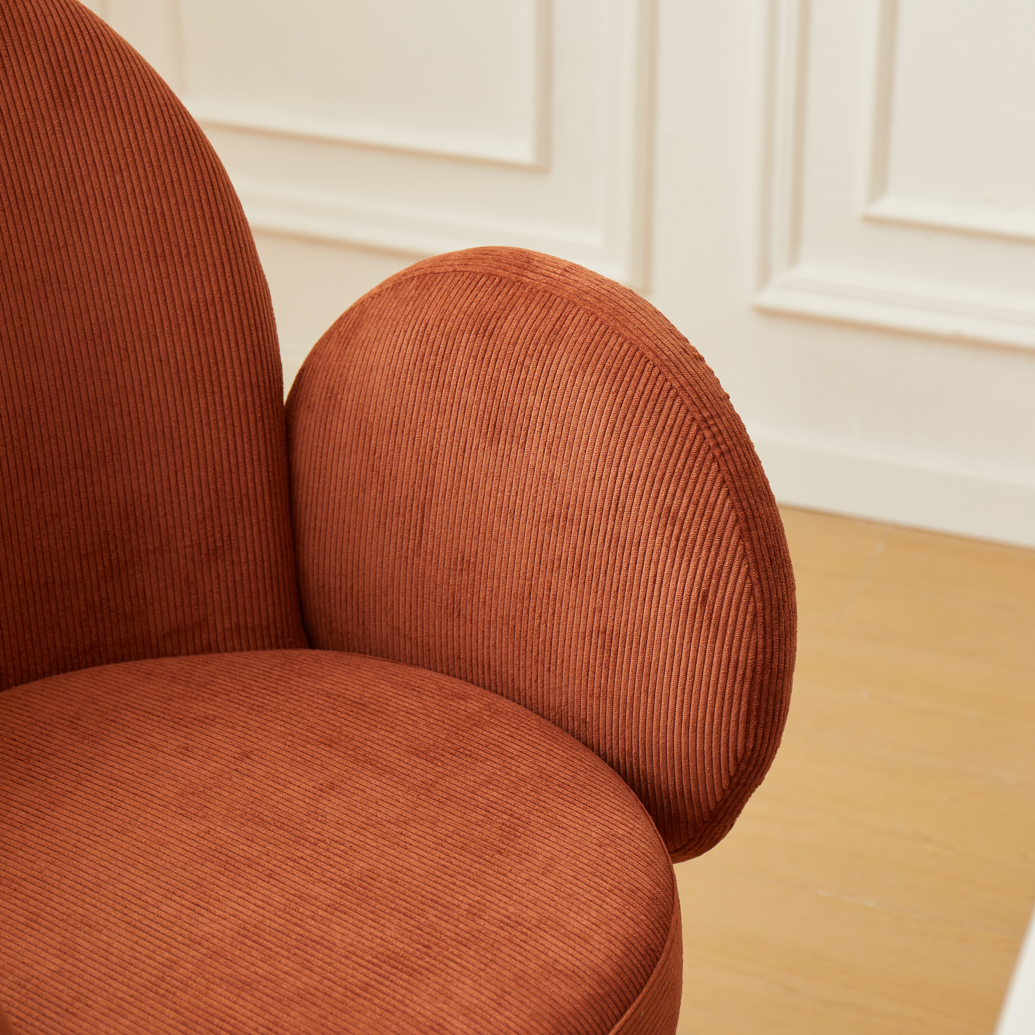 HELSINKI - Lot de 2 chaises swivel rotatives en velours côtelé terracotta