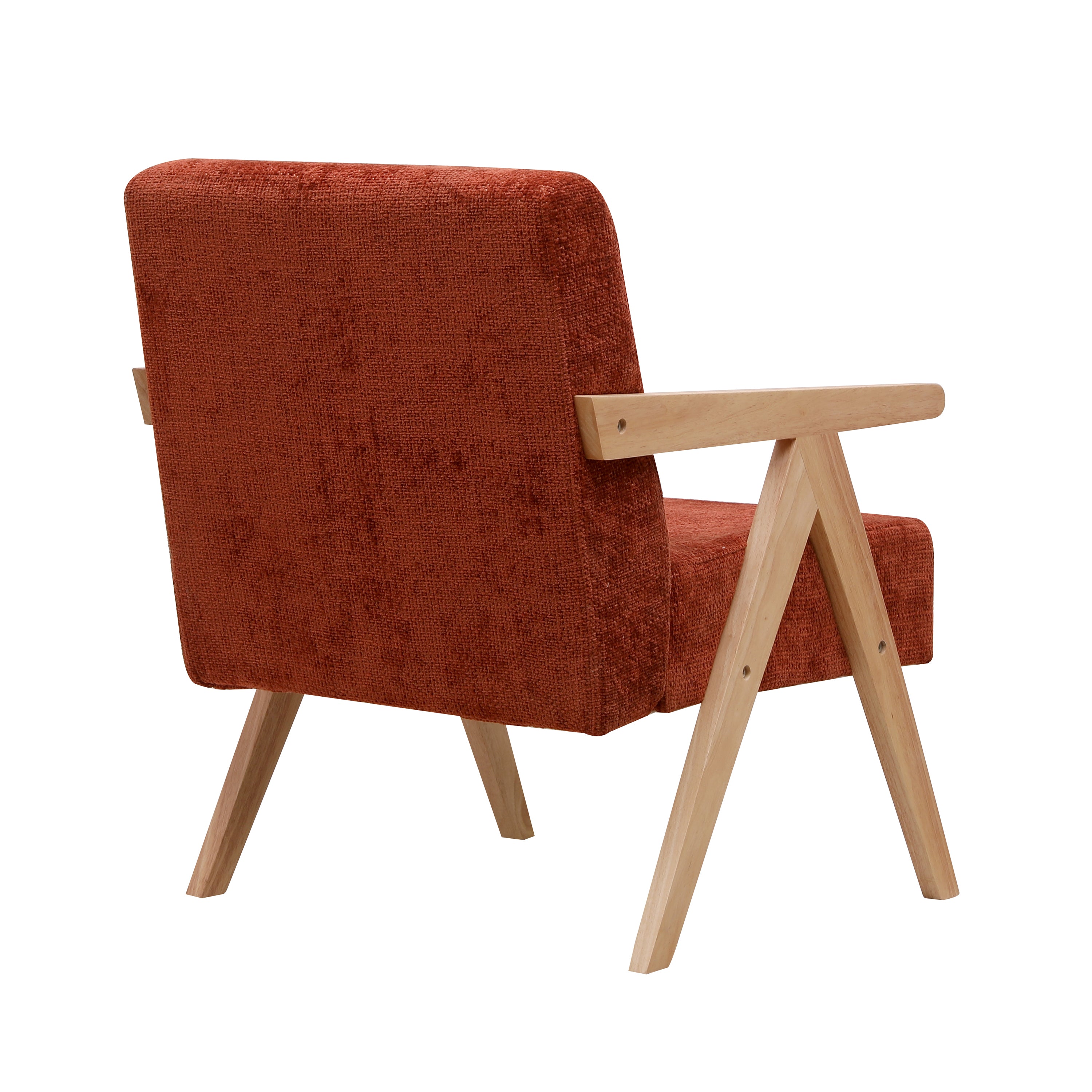 SANTAREM – Fotel salonowy z litego drewna i pętelkami w kolorze terakoty