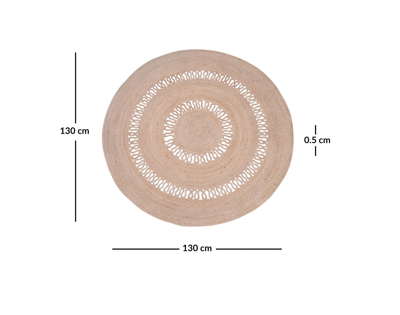 RUNE - Okrągły dywanik z naturalnej juty w kolorze brązowym 130 x 130 cm