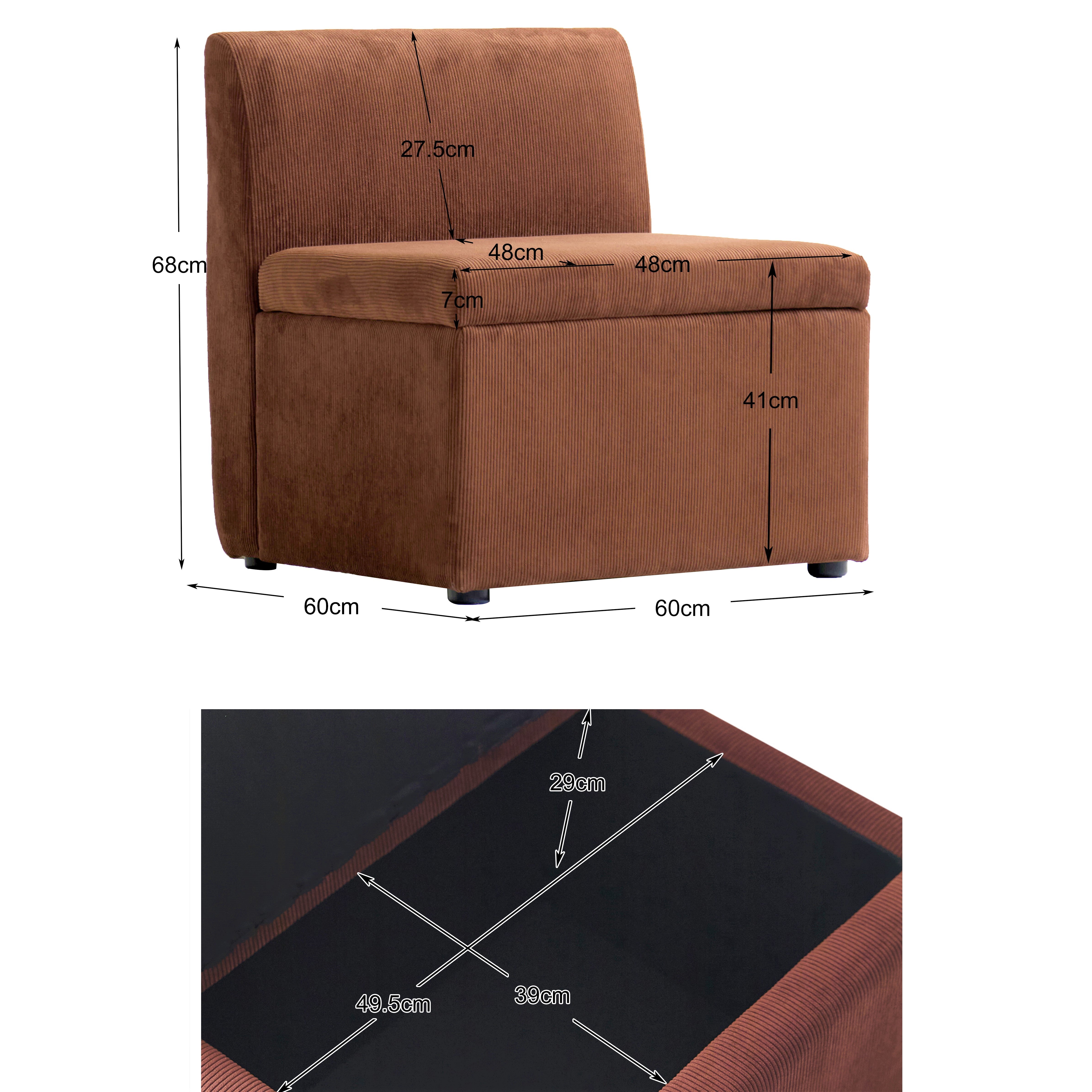 VARDE – Modułowa sofa jednoosobowa z aksamitu w kolorze terakoty