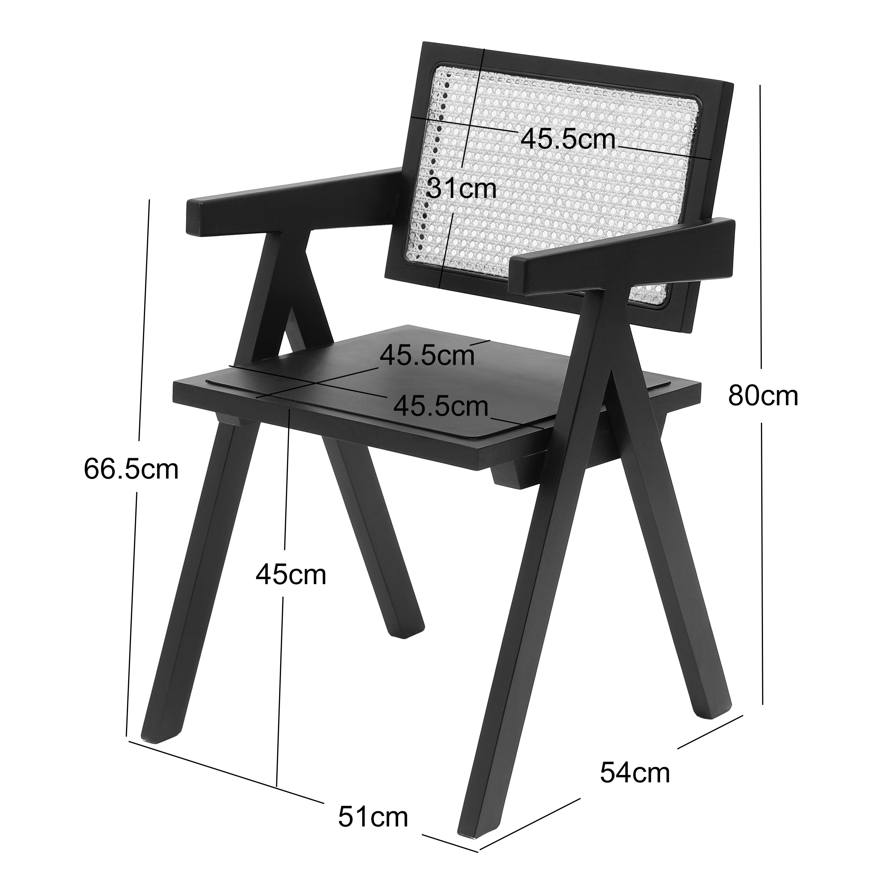 MADEIRA – Fotel stołowy z ciemnego litego drewna i wikliny