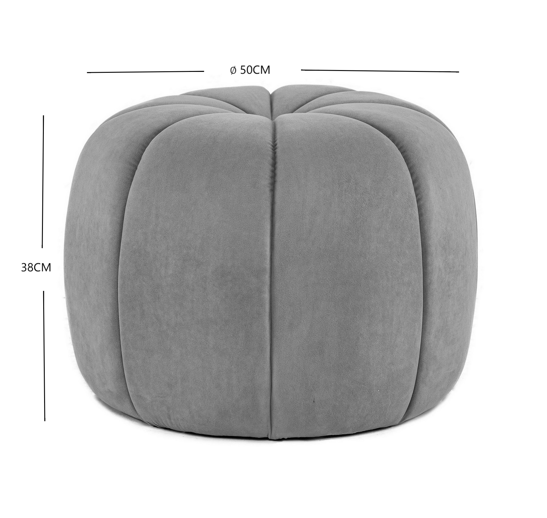 Różowa aksamitna pufa w paski