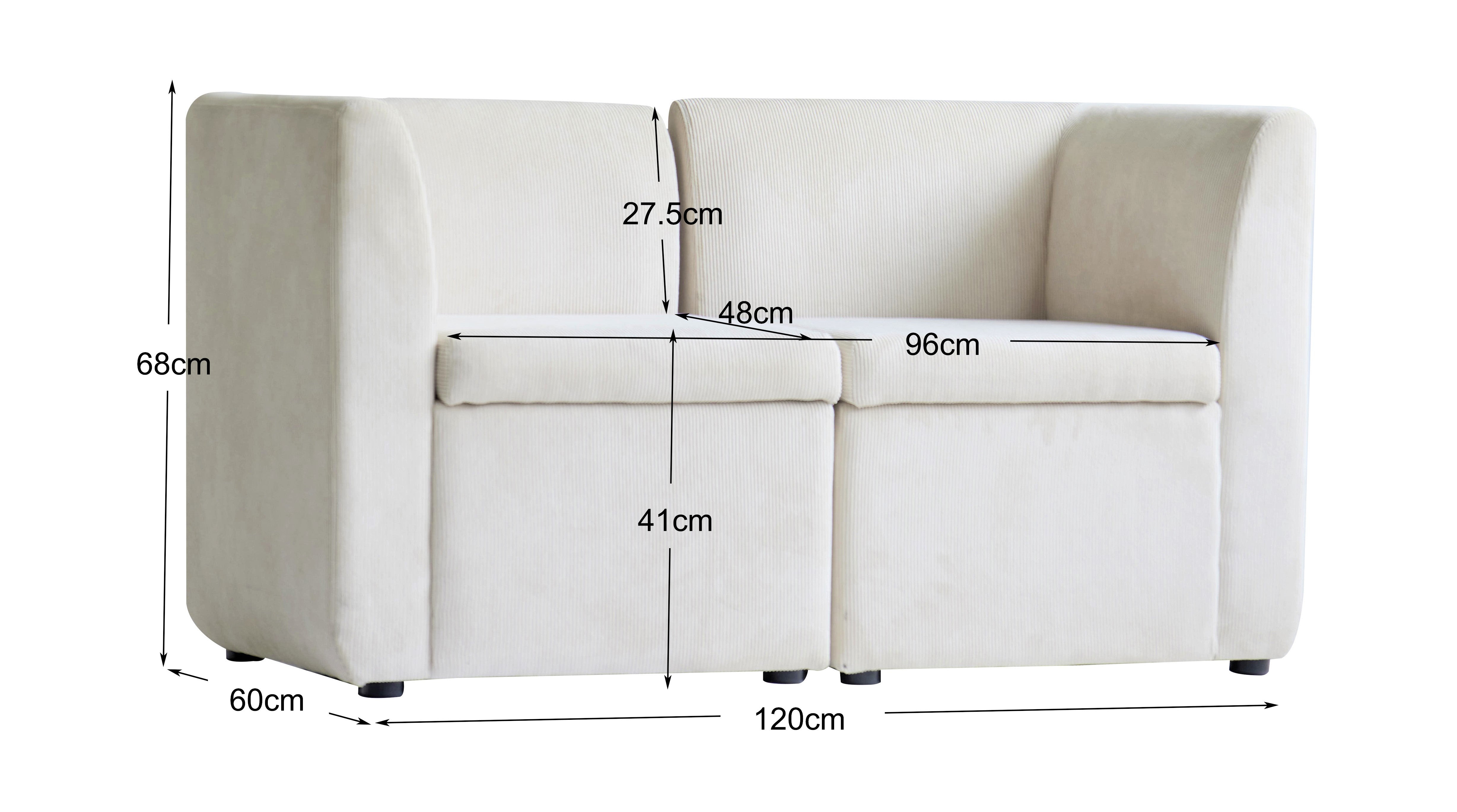 VARDE – Modułowa sofa 2-osobowa z beżowego sztruksu