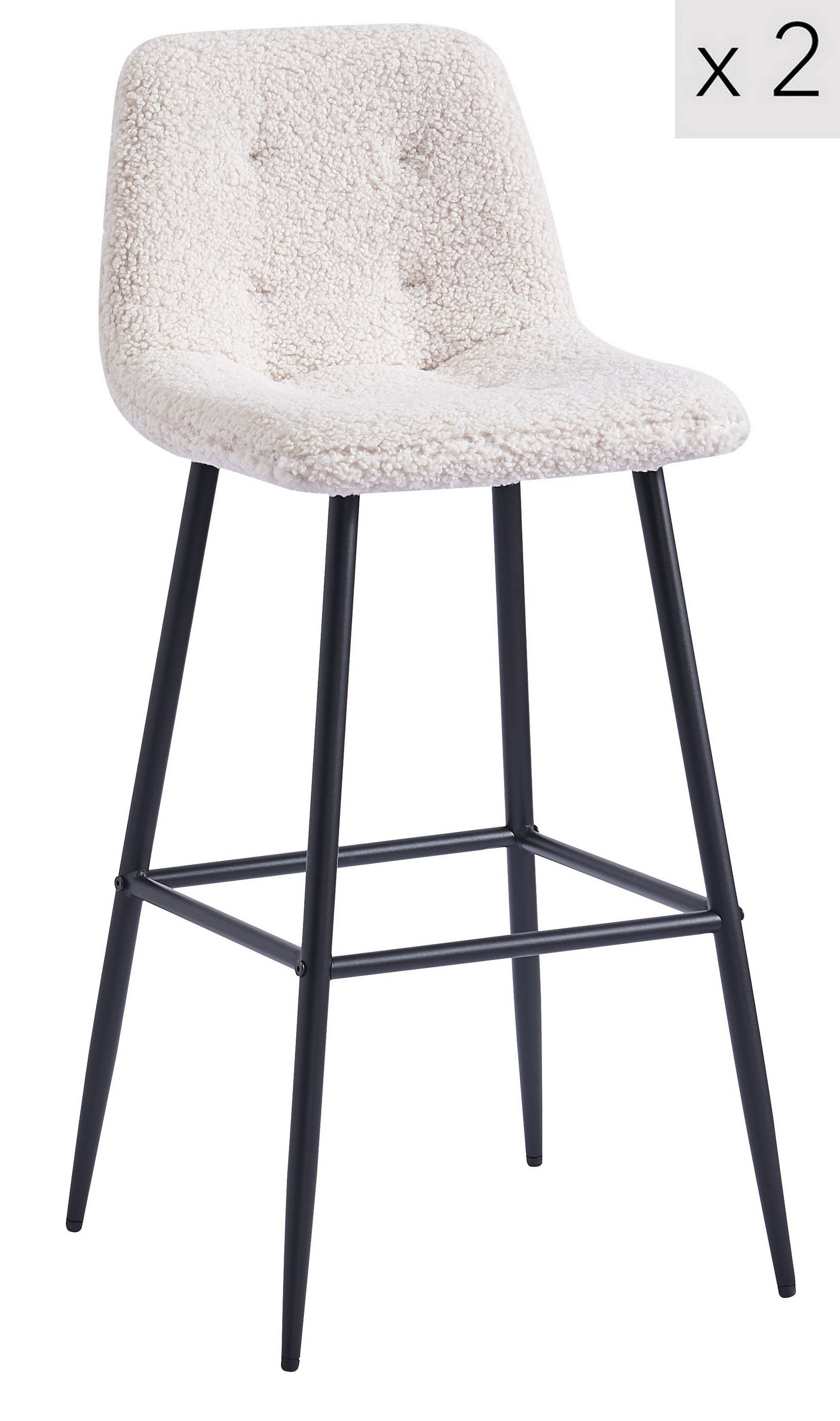 BJORN – Zestaw 2 stołków barowych z metalu i białymi pętelkami