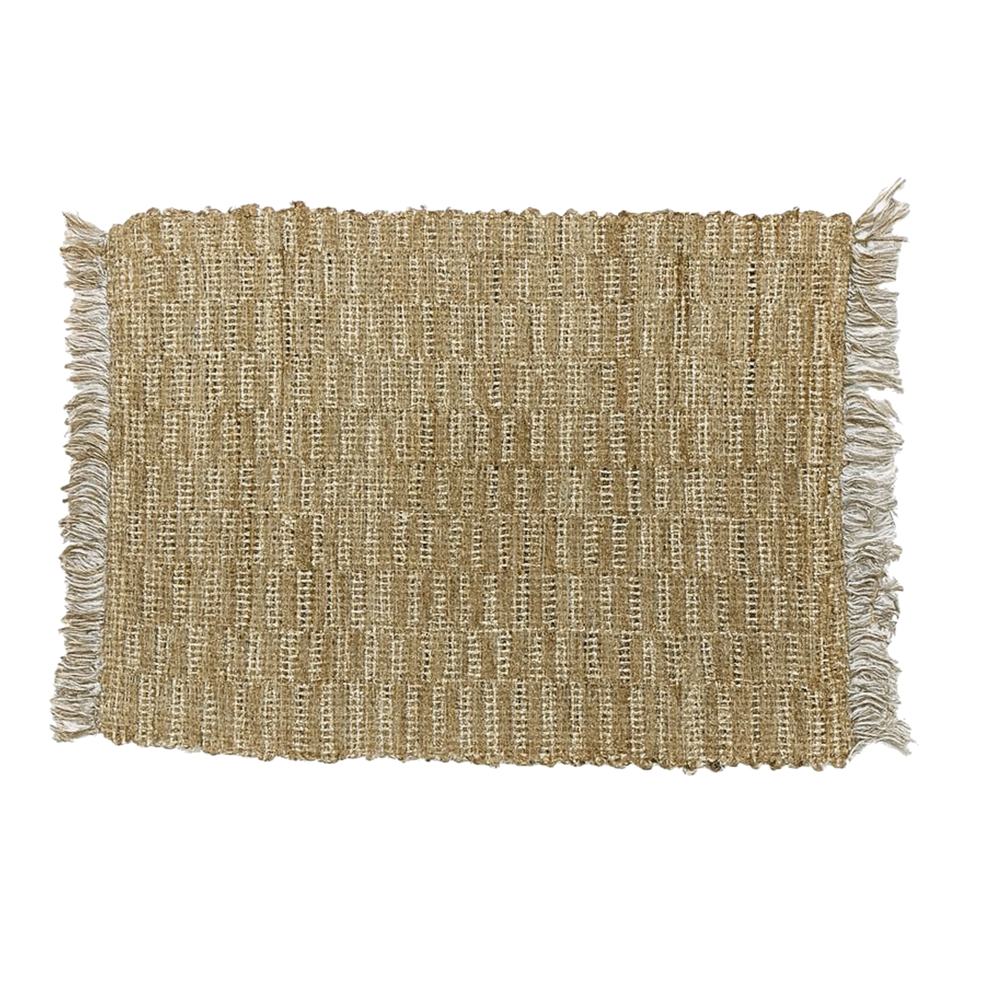 LAHTI – Prostokątny dywanik bawełniany z brązowymi i ecru wzorami, 90 x 50 cm