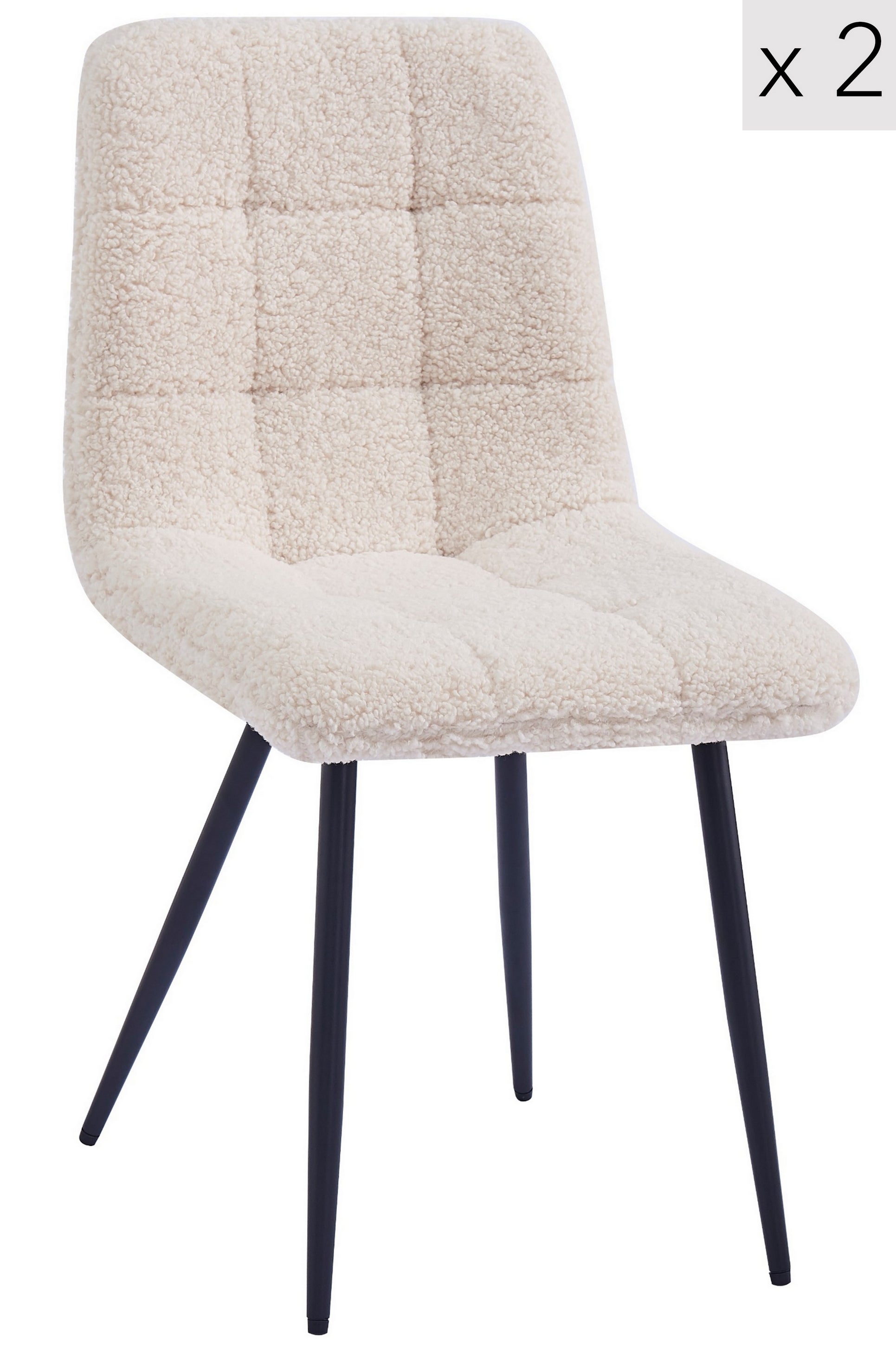 BJORN - Lot de 2 chaises en métal et bouclettes blanc