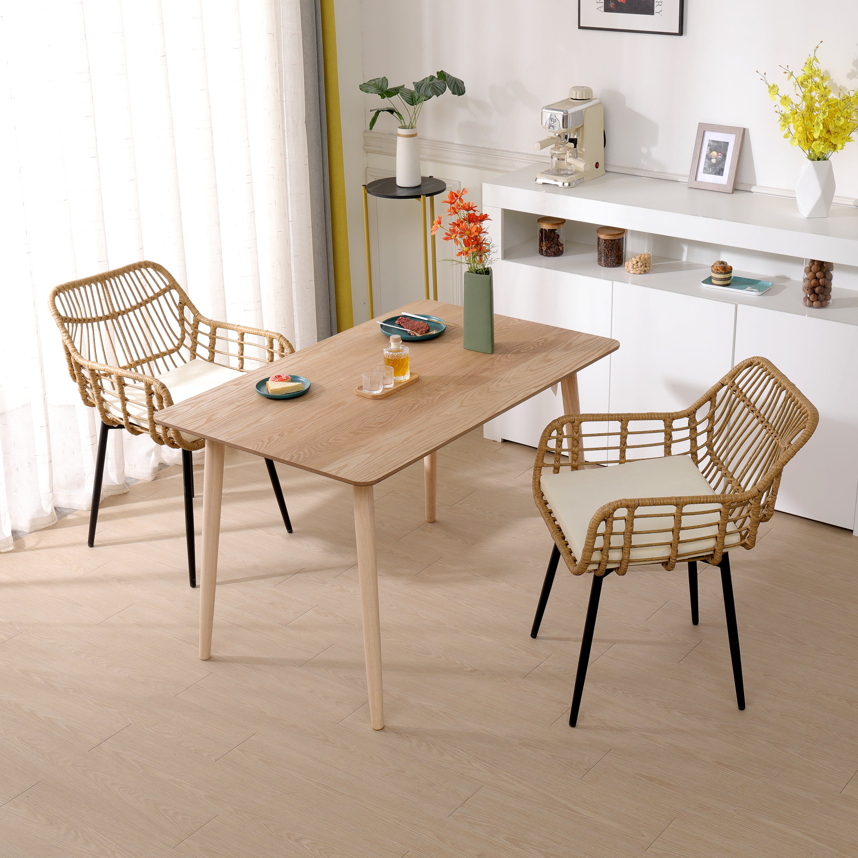 Zestaw 2 krzeseł z metalu i rattanu