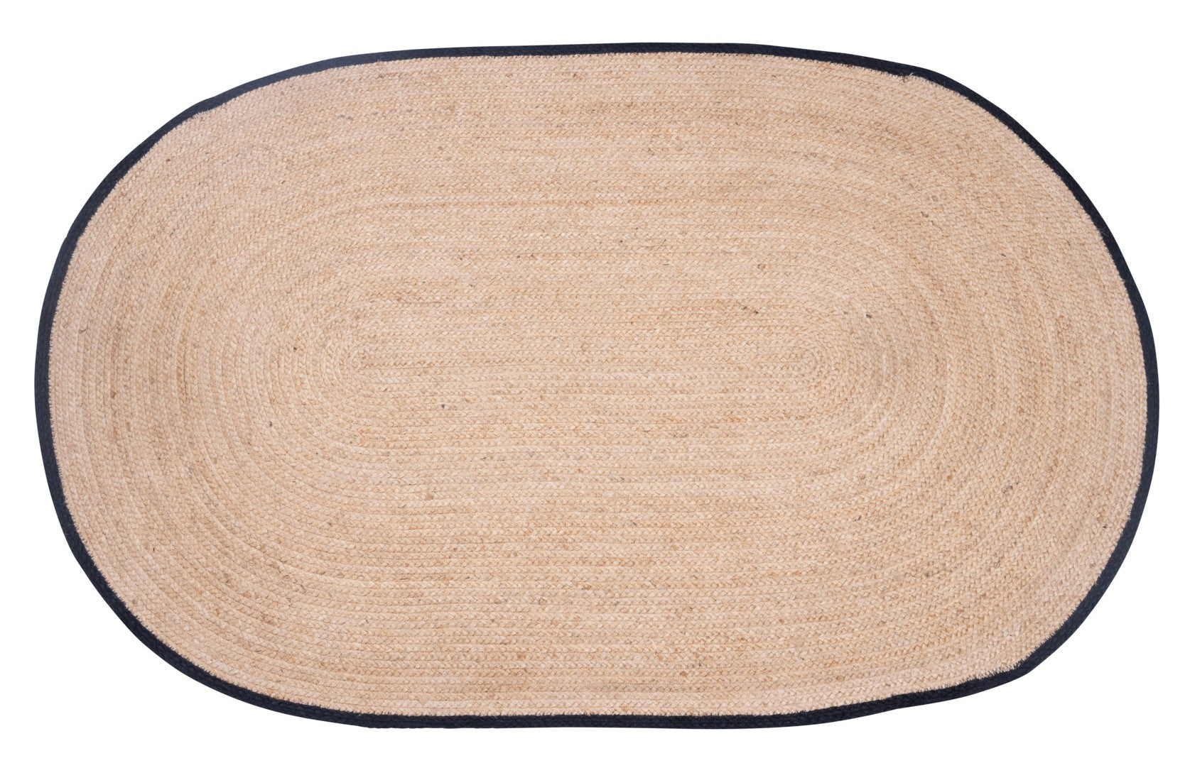 EIRA – Owalny dywanik z naturalnej juty, czarny, 150 x 90 cm
