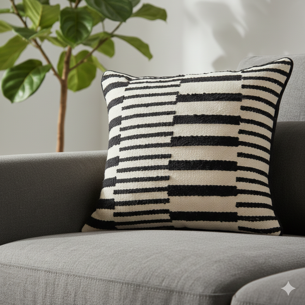 HINNOYA – Poduszka z białego aksamitu bawełnianego OEKO-TEX® 45 x 45