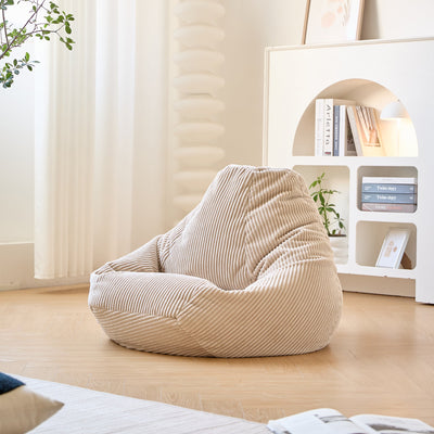 GRANA - Pouf aus beigem Cord