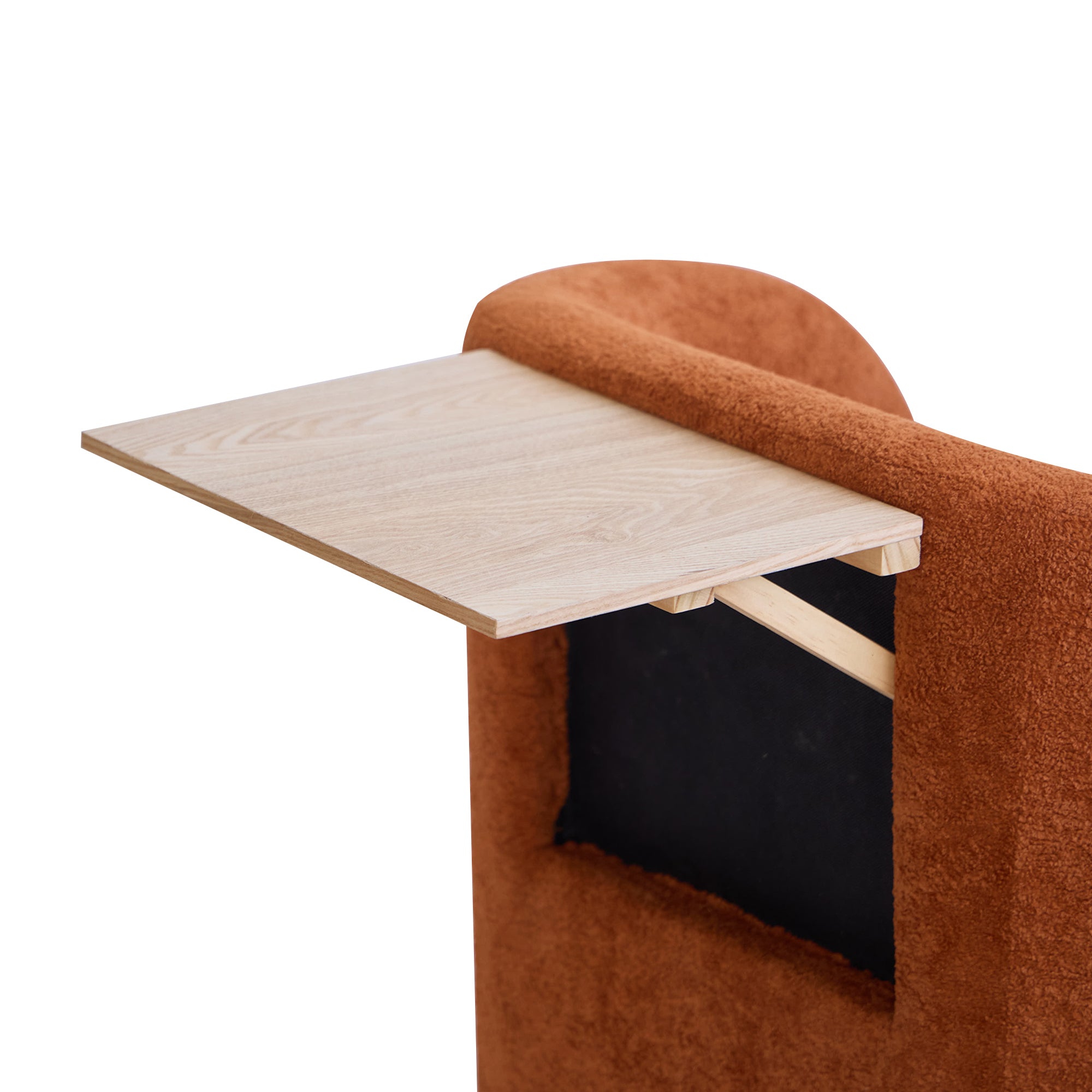 HALMSTAD – Obrotowy fotel salonowy i pufa z tkaniny w kolorze terakoty