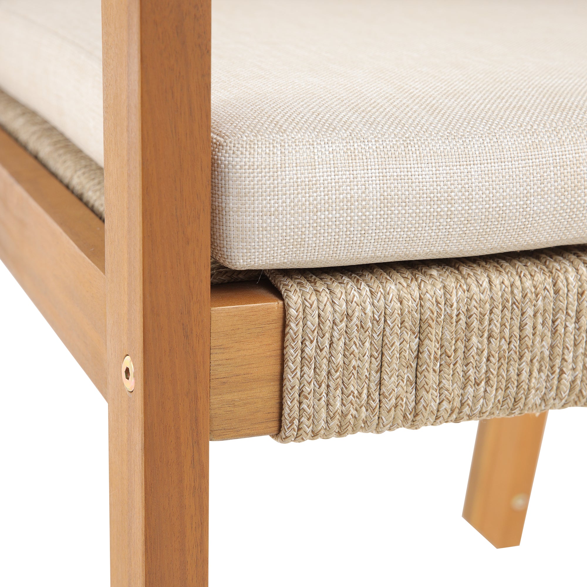 DELGADO – Zestaw 2 krzeseł do wnętrz i na zewnątrz, wykonanych z litego drewna i beżowej tkaniny