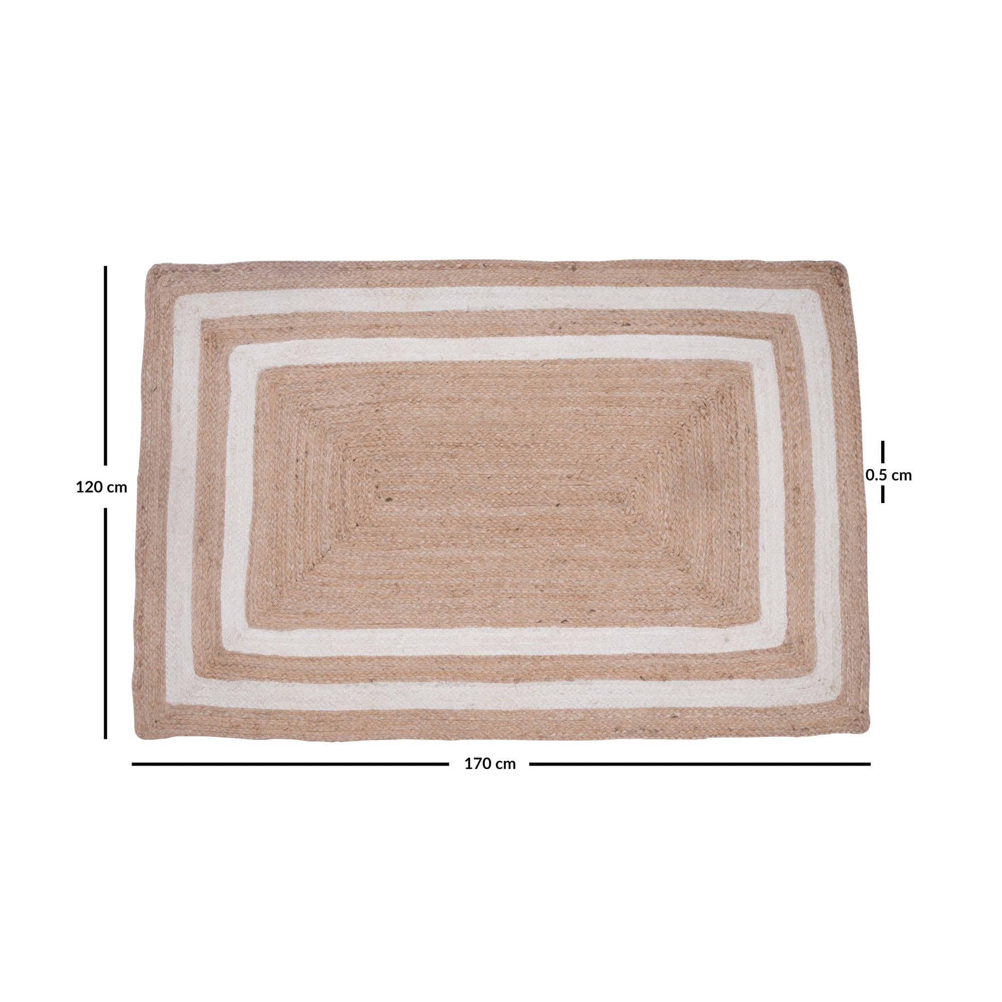 ALVA – prostokątny dywanik z naturalnej juty w kolorze brązowym, 170 x 120 cm