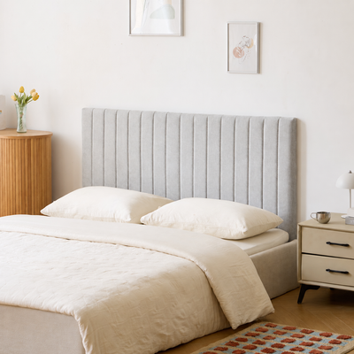 LINZ - 160 cm sängynpääty harmaalla kankaalla