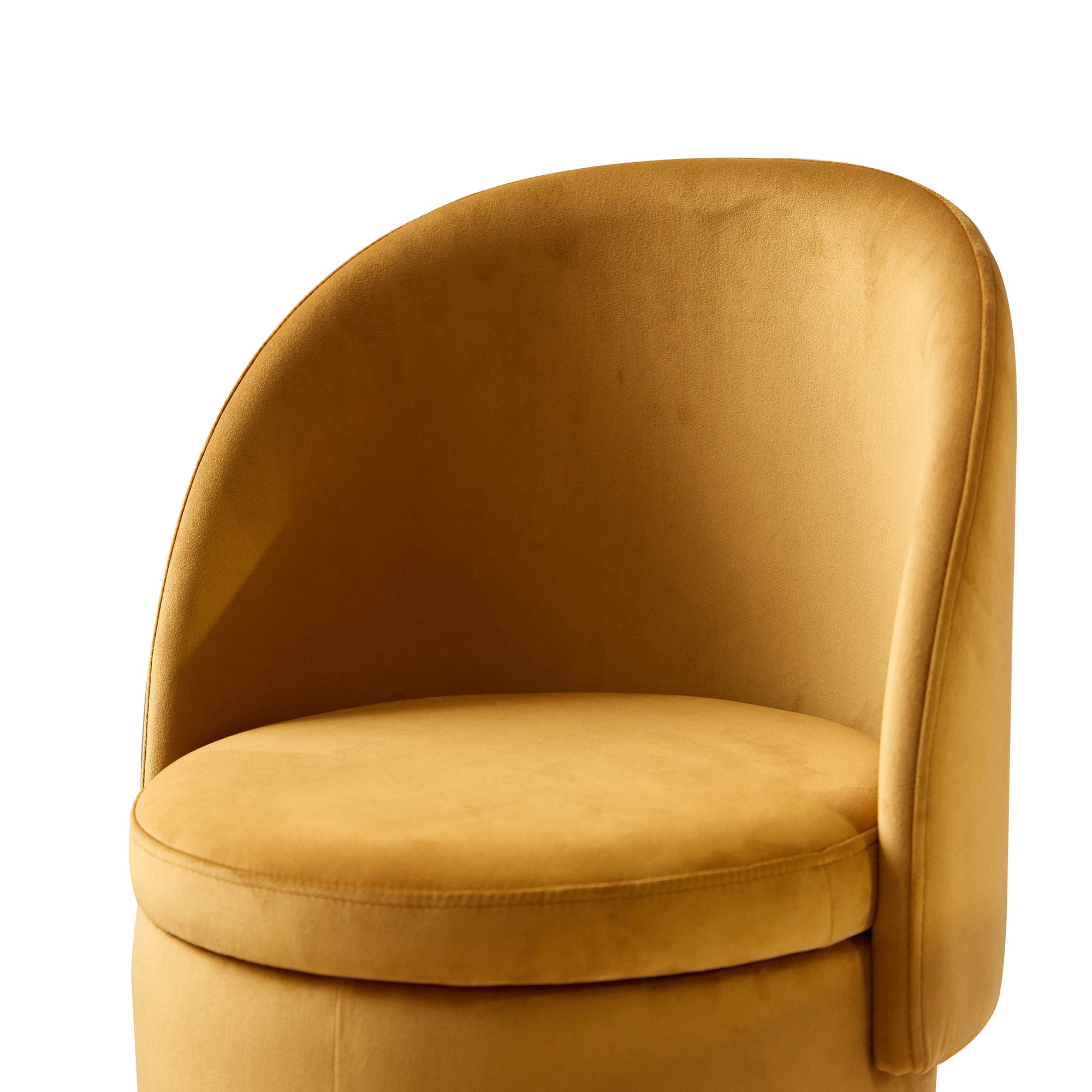 UMEA – Pufa z oparciem i schowkiem, z aksamitu w kolorze musztardowej żółci