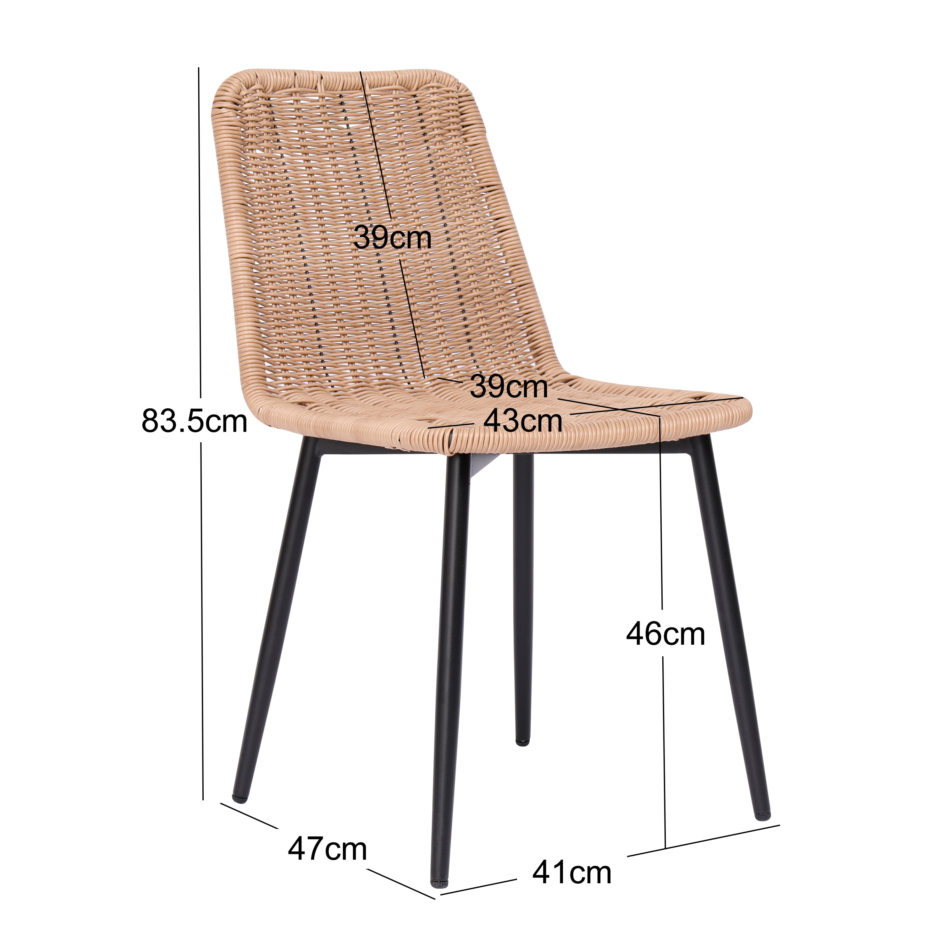 Zestaw 4 krzeseł z metalu i włókien