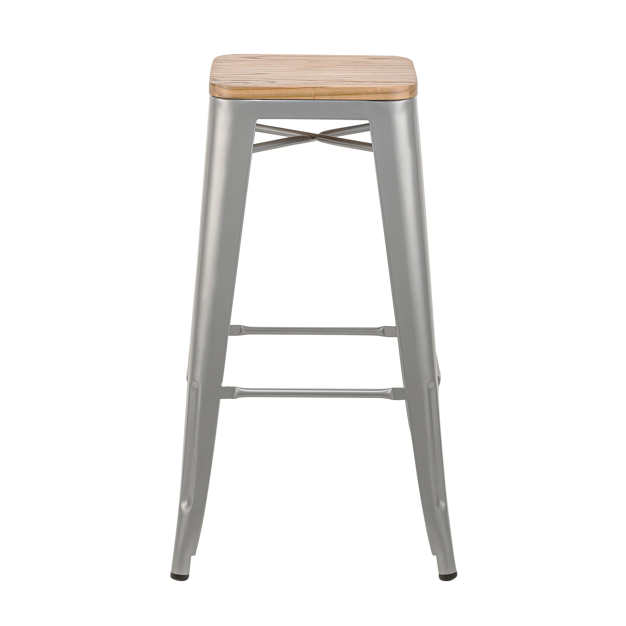 NASH – Zestaw 4 stołków barowych z metalu i drewna w kolorze szarym