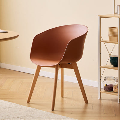 ALBORG - Lot de 4 chaises scandinaves en bois et polypropylène terracotta