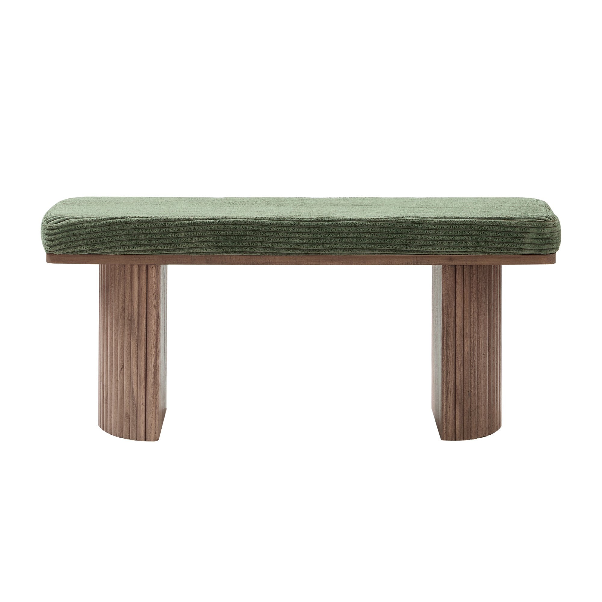 PIREUS – Ławka z litego drewna i zielonego sztruksu