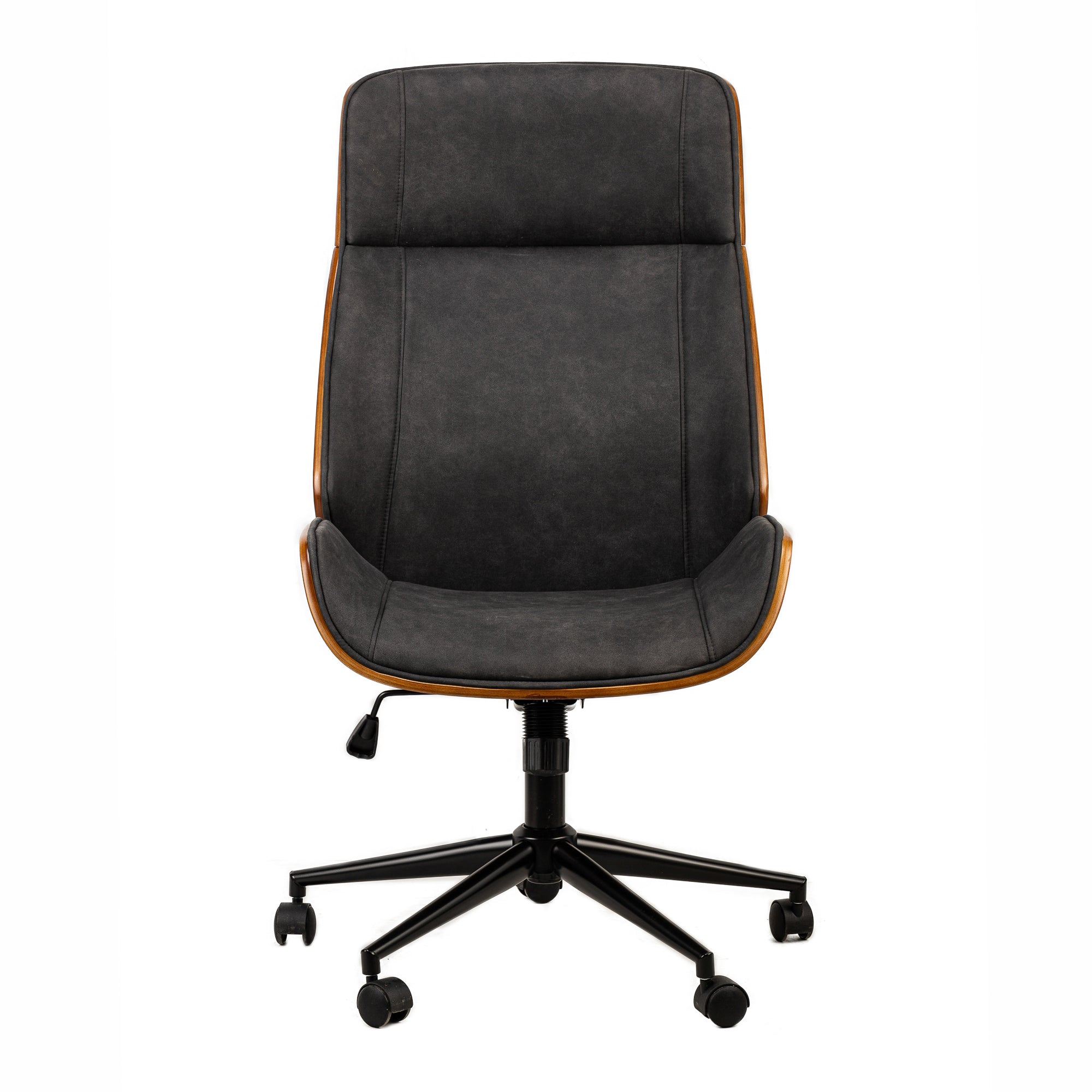 VICTORIA – Krzesło biurowe z drewna i czarnego zamszu