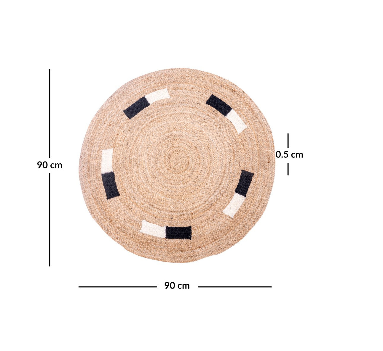 OLAV – Okrągły dywanik z naturalnej juty w kolorze brązowym, 90 x 90 cm