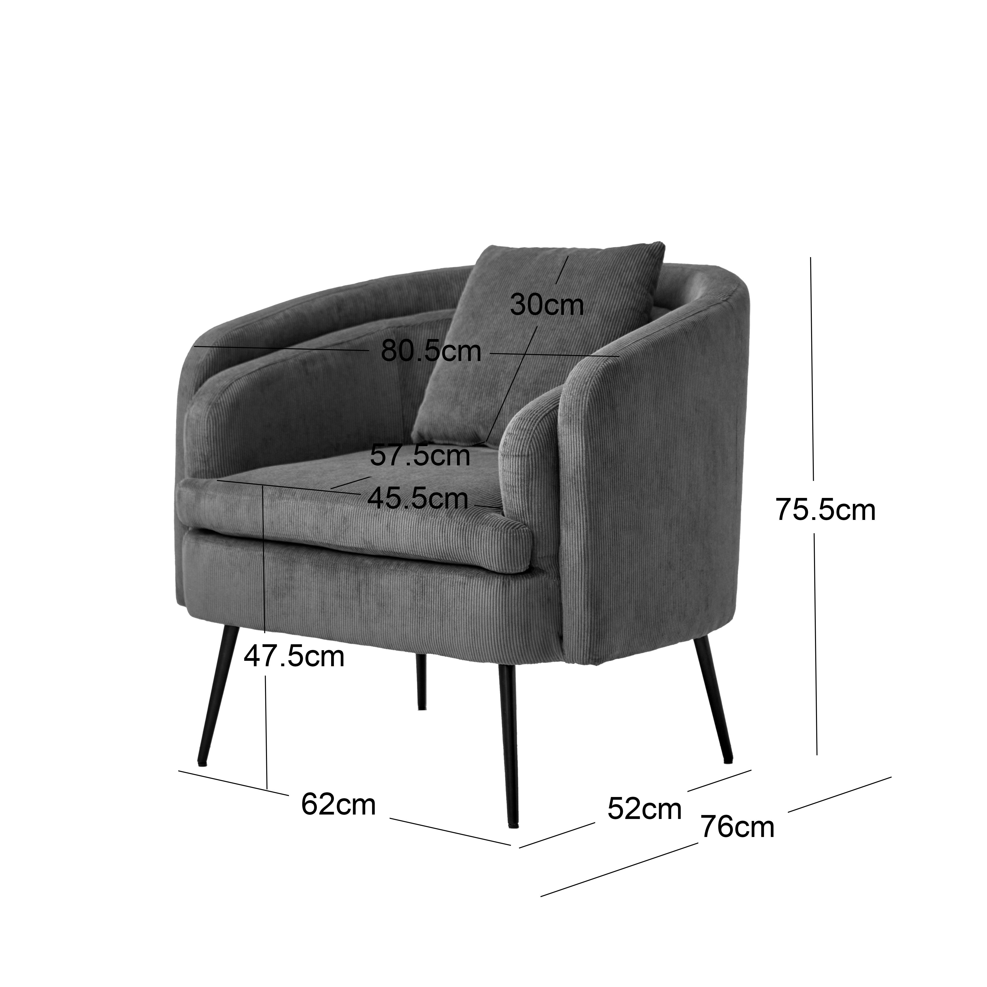 Fotel salonowy z metalu i białymi pętelkami