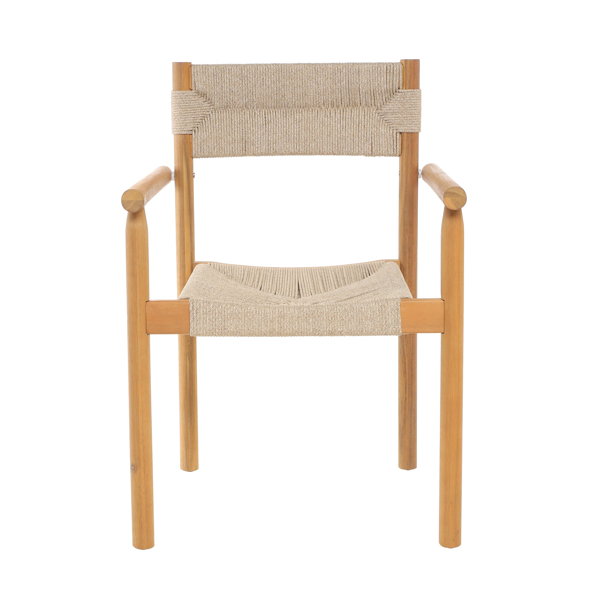 OVALLE – Zestaw 2 krzeseł do wnętrz i na zewnątrz, wykonanych z litego drewna akacjowego i liny