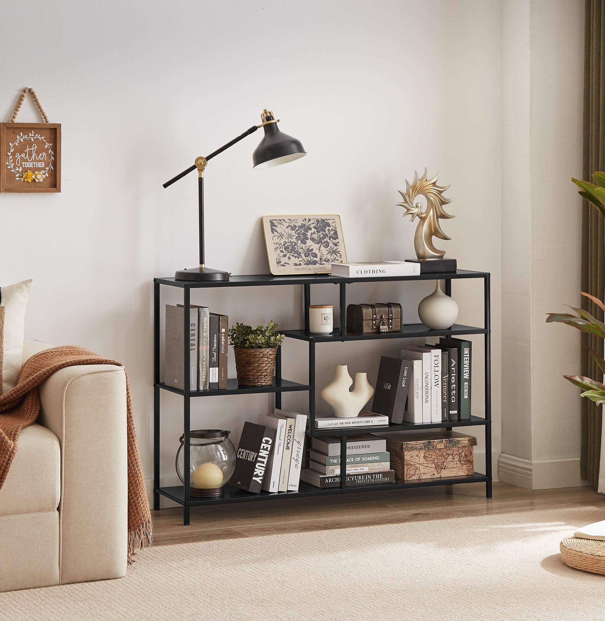 ODDA – Przemysłowa półka z 5 poziomami przechowywania, wykonana z czarnego metalu