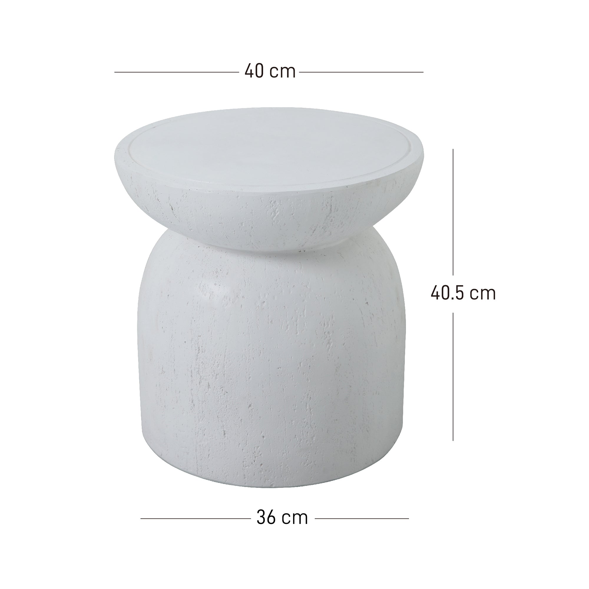 HJORRING – stolik pomocniczy do wnętrz i na zewnątrz, wykonany z białego magnezytu