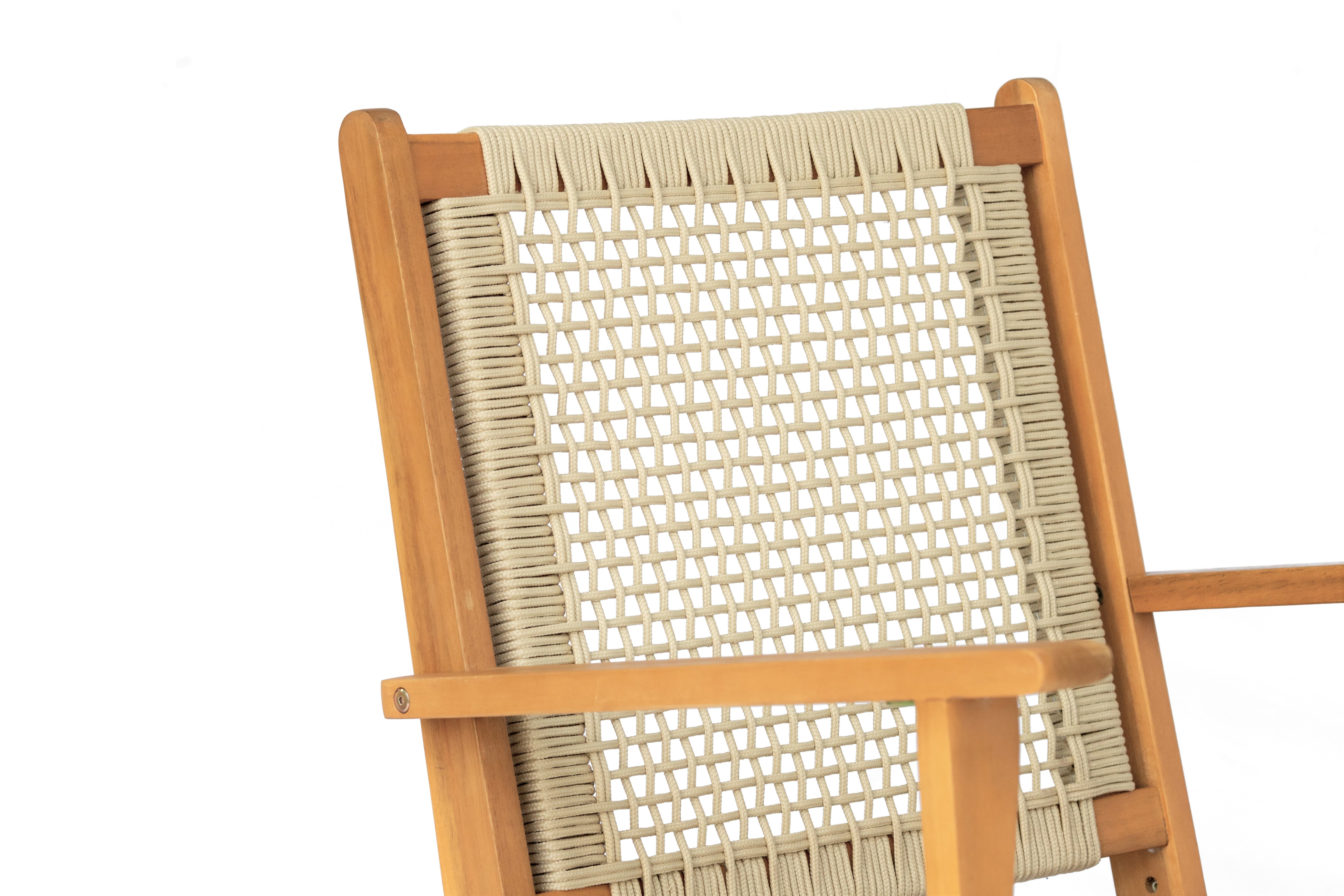 Fotel ogrodowy z litego drewna akacjowego i liny