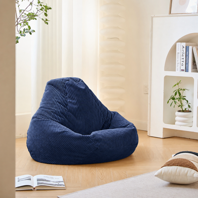 GRANA - Pouf aus blauem Cord