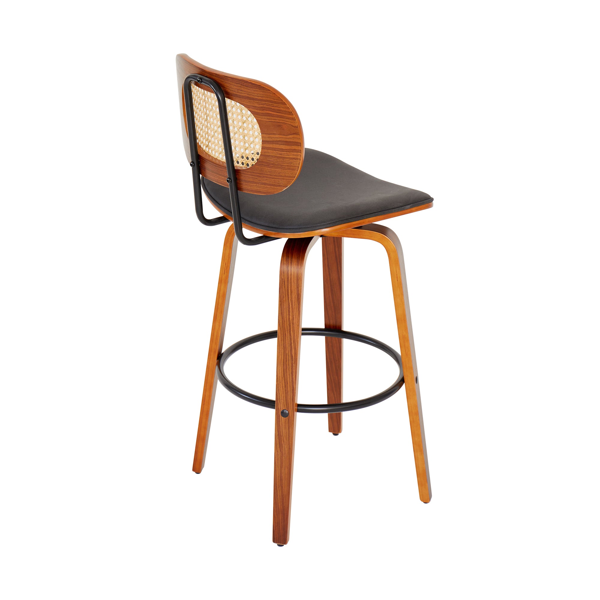 ALESUND – Zestaw 2 stołków barowych z litego drewna i czarnej plecionki