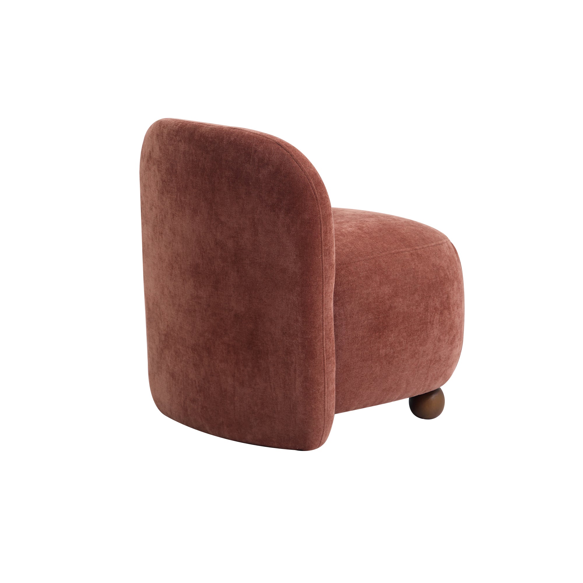 KOKKOLA – fotel salonowy z litego drewna i tkaniny w kolorze terakoty