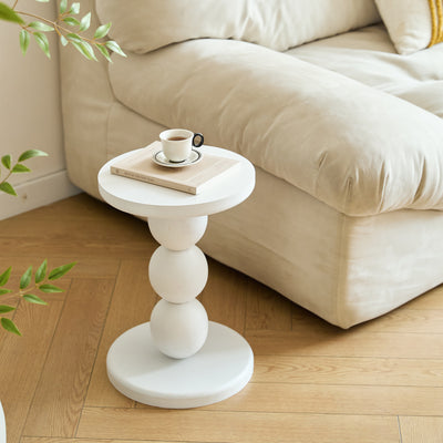 GAVLE - Houten bijzettafel ronde tafel in wit