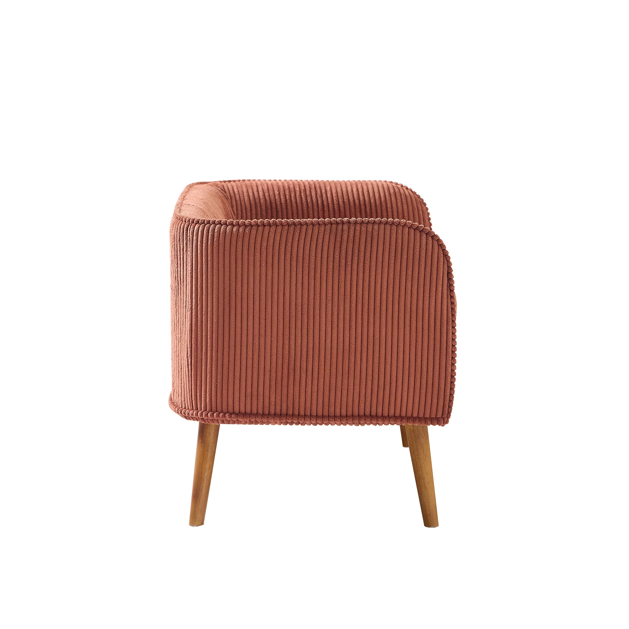 KIRKENES – Ławka z pojemnikiem z drewna i sztruksu w kolorze terakoty