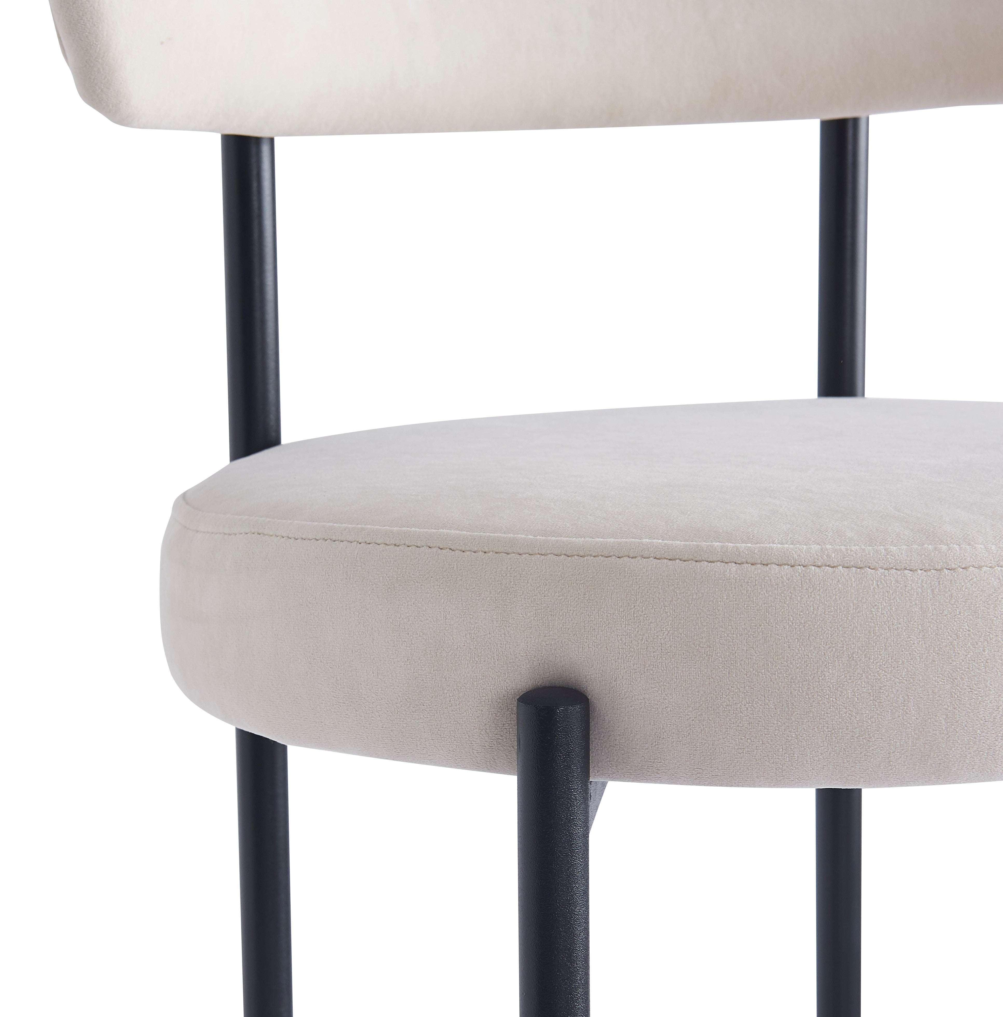 Zestaw 2 stołków barowych z metalu i beżowego aksamitu