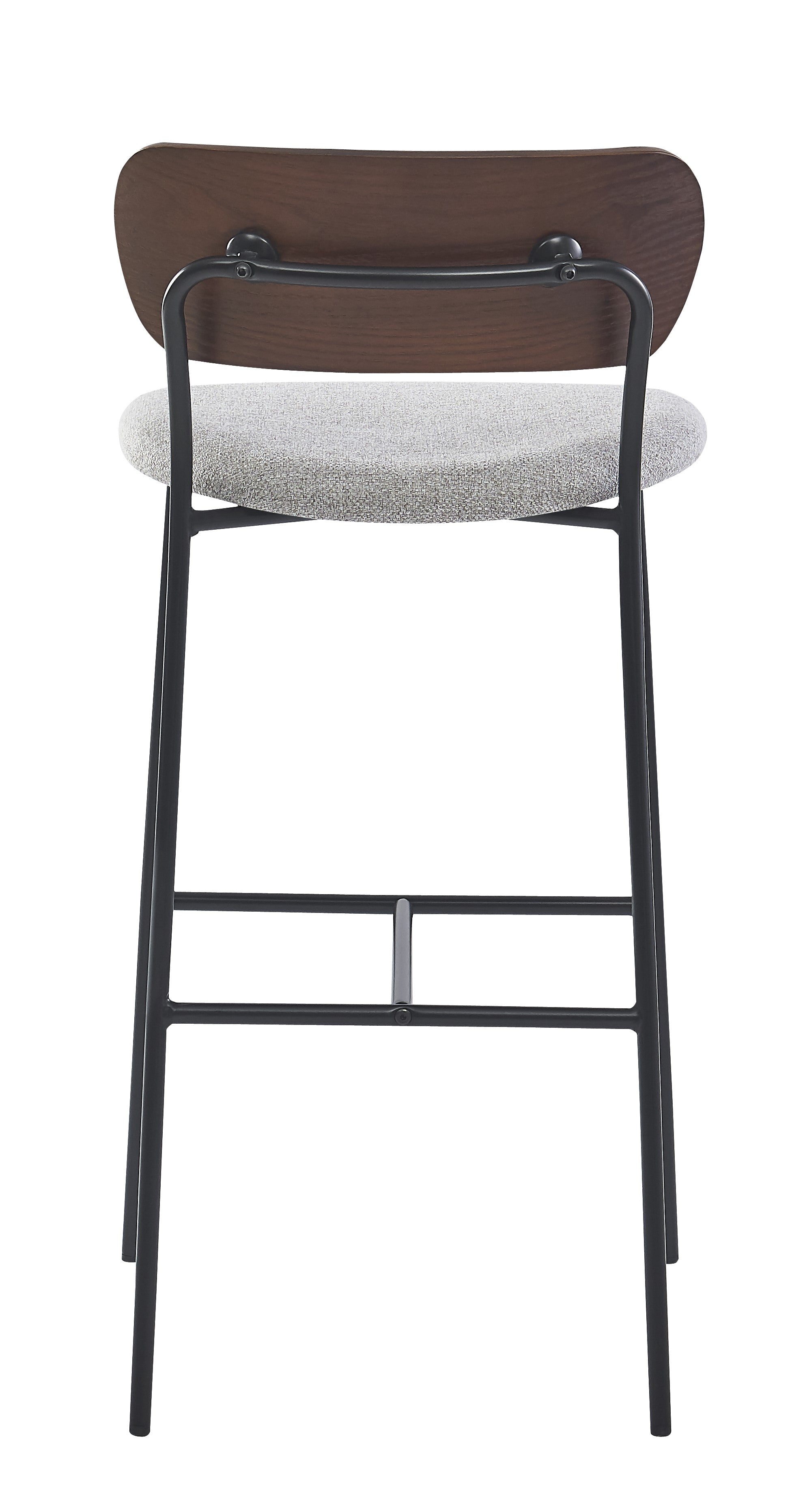 Zestaw 2 stołków barowych z metalu i jesionu, obicie w kolorze szarym