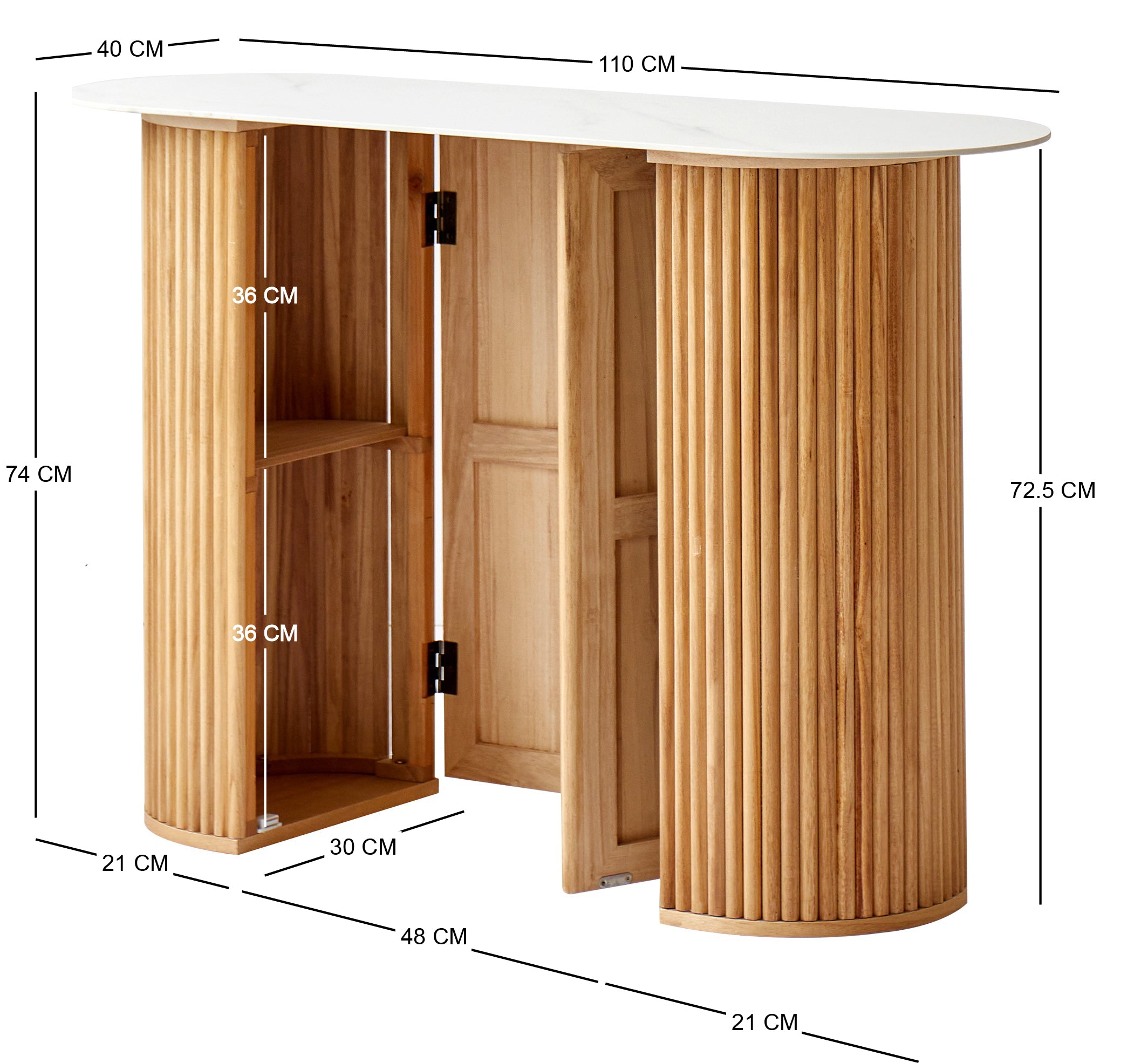 PIREUS – drewniana konsola z blatem imitującym marmur