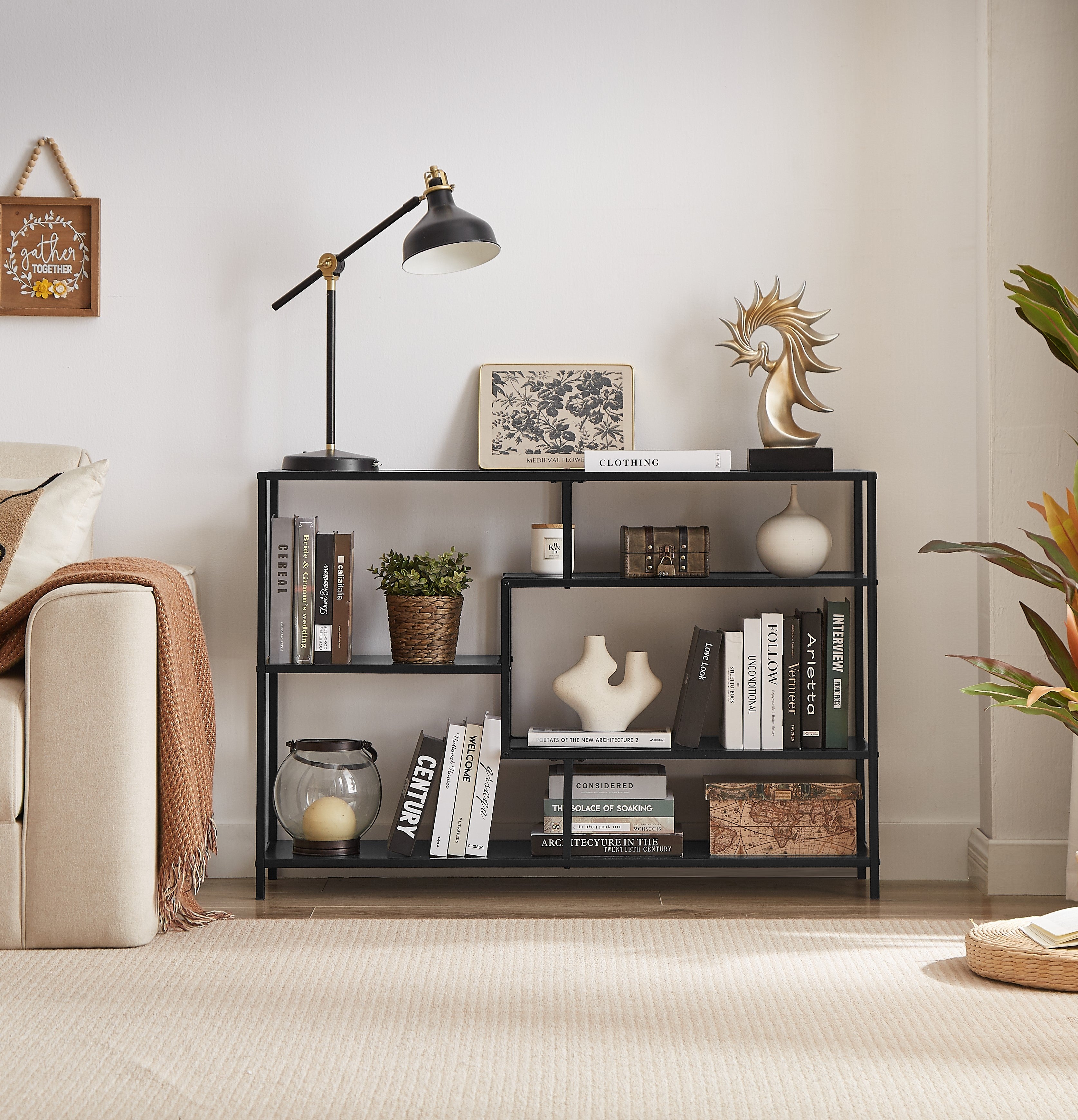 ODDA – Przemysłowa półka z 5 poziomami przechowywania, wykonana z czarnego metalu