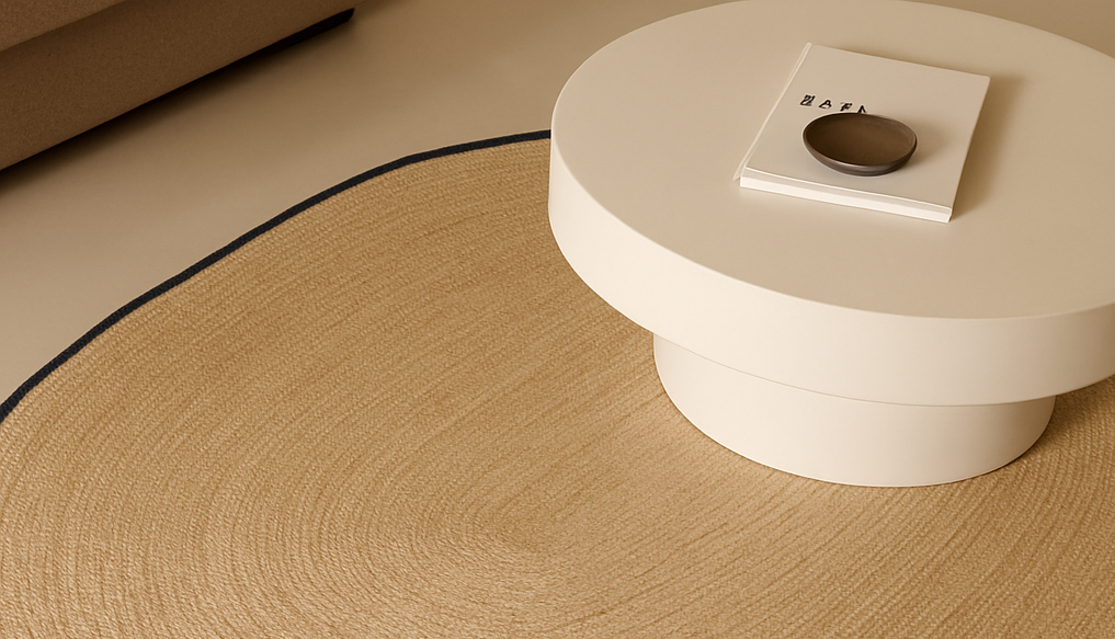 EIRA – Owalny dywanik z naturalnej juty, czarny, 150 x 90 cm