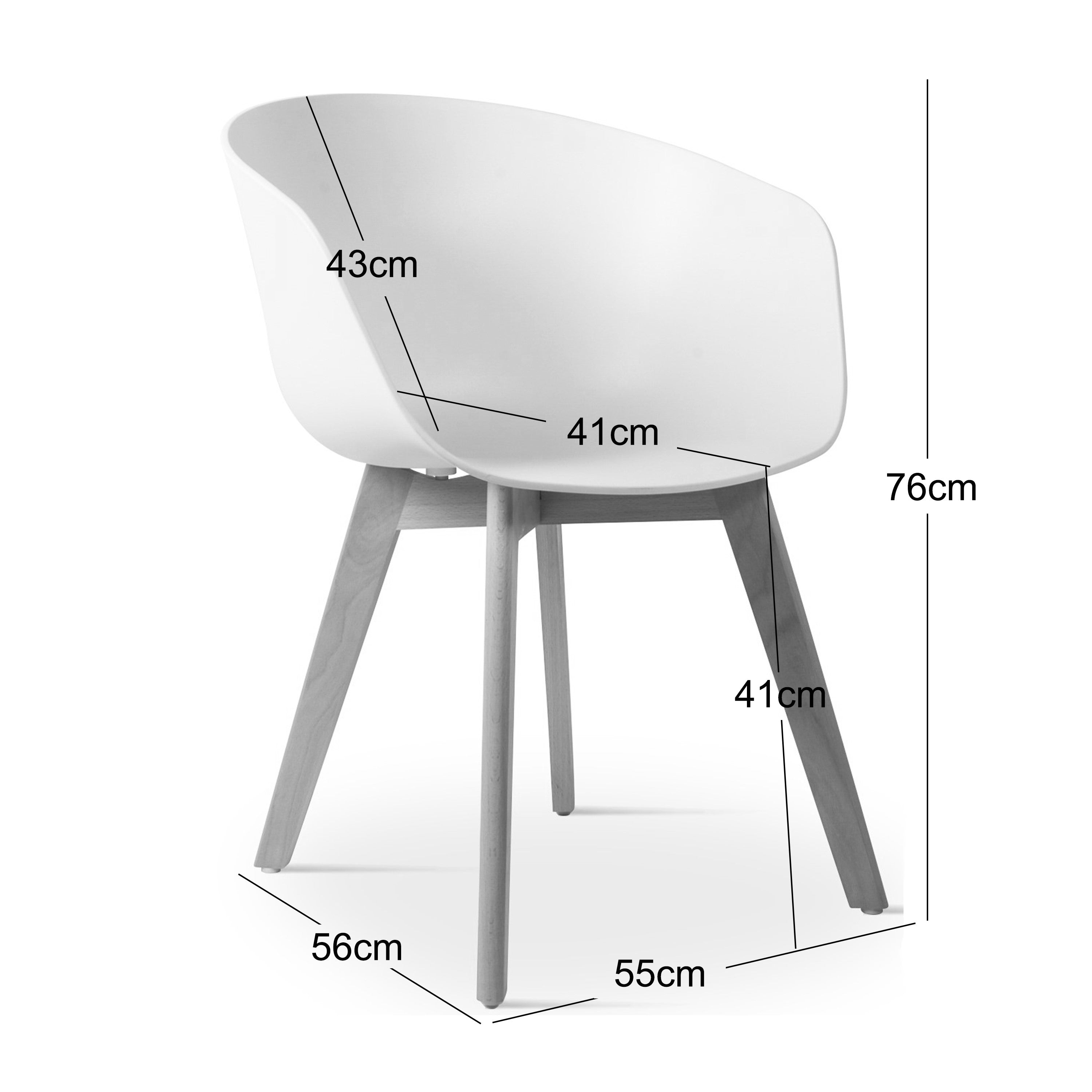 ALBORG – Zestaw 4 skandynawskich krzeseł z drewna i polipropylenu w kolorze terakoty