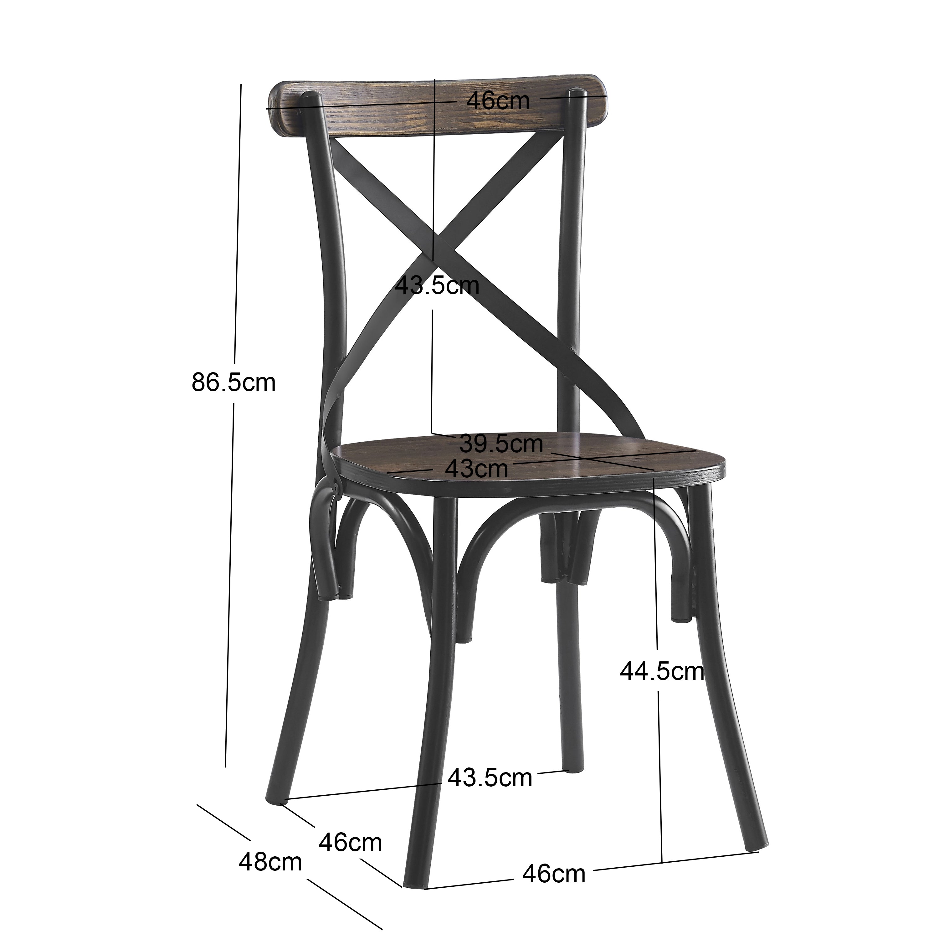 Zestaw 2 krzeseł industrialnych z metalu i brązowego jesionu