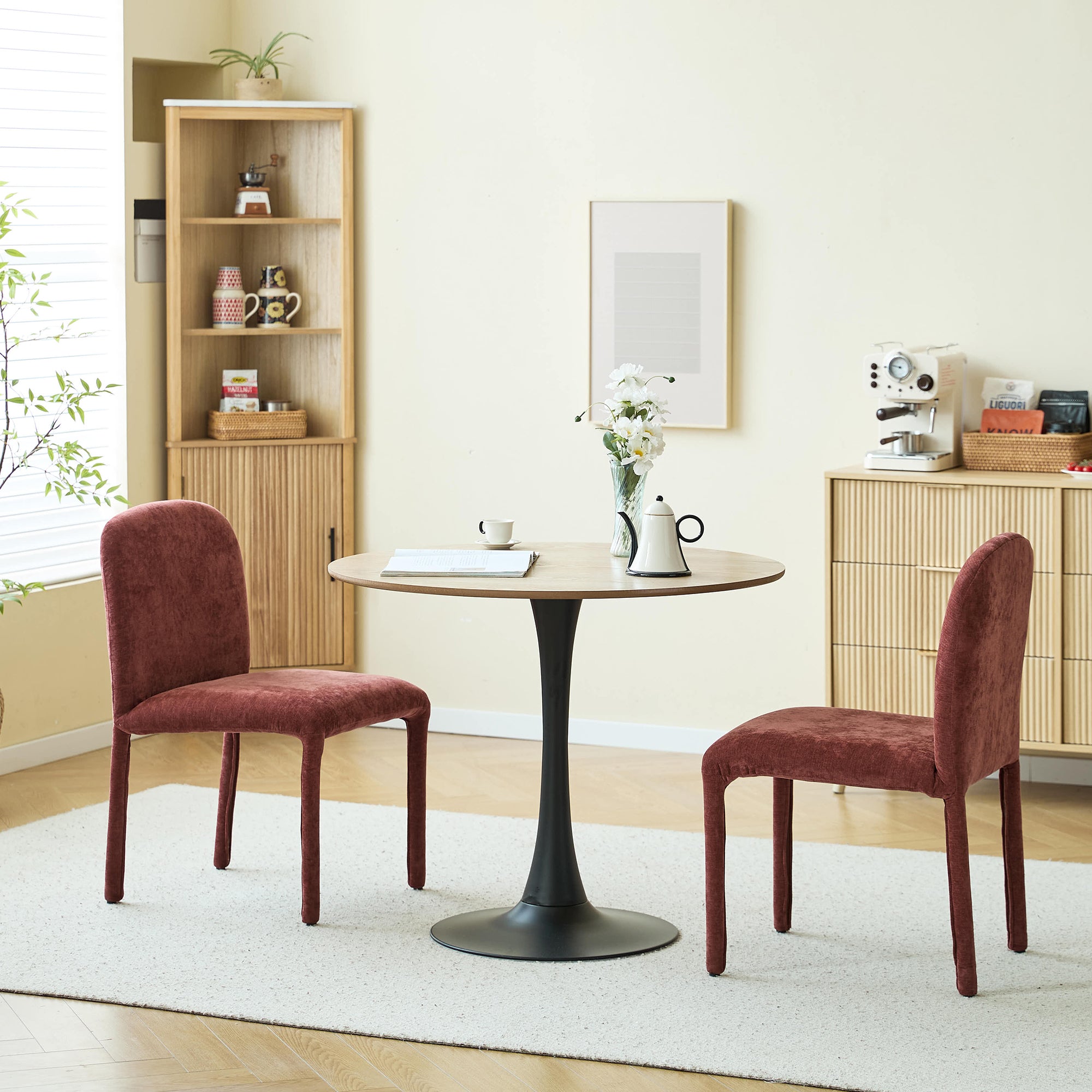 SMOLA - Lot de 2 chaises scandinaves en tissu terracotta