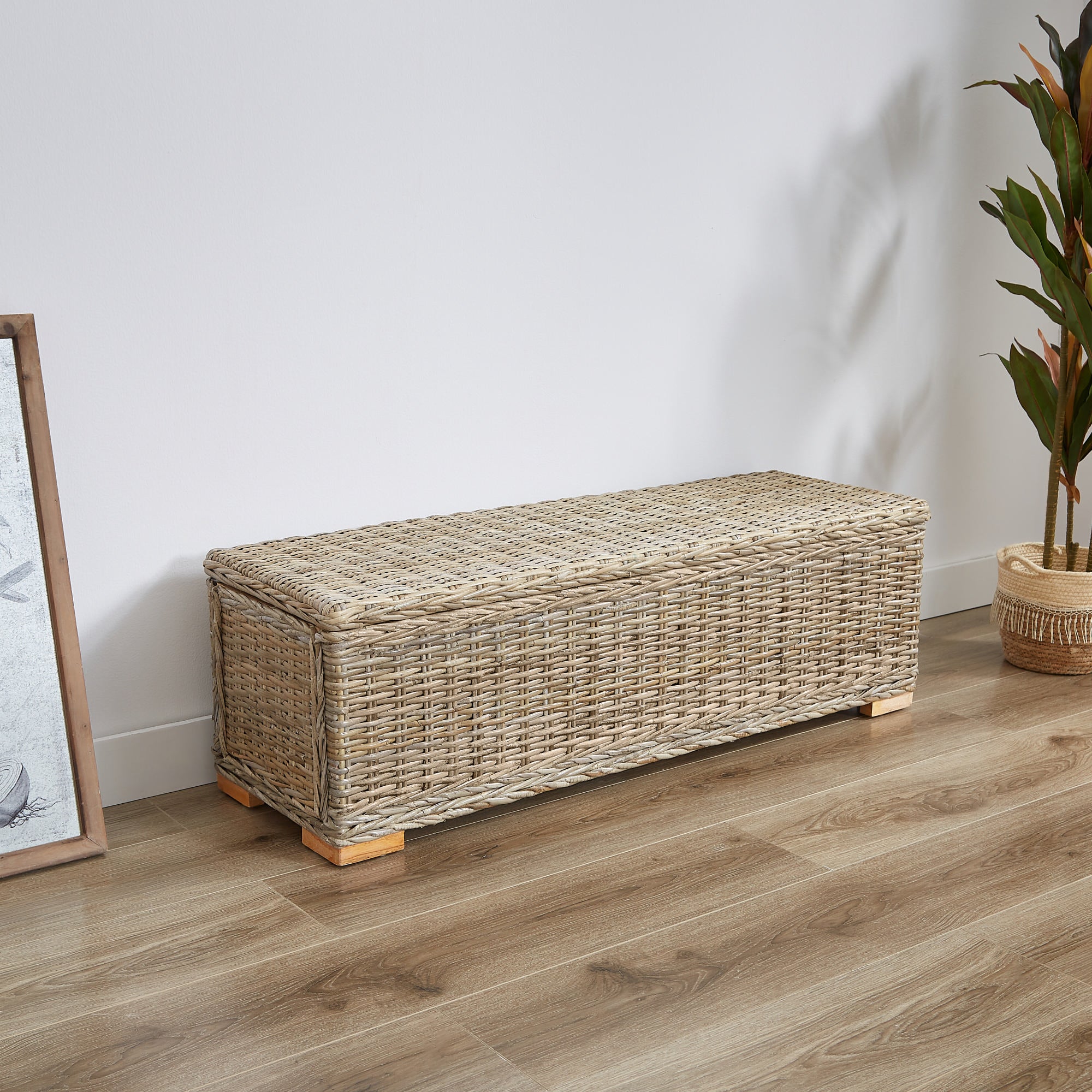 CUZCO – Ławka funkcją przechowywania, wykonana z drewna i naturalnych włókien