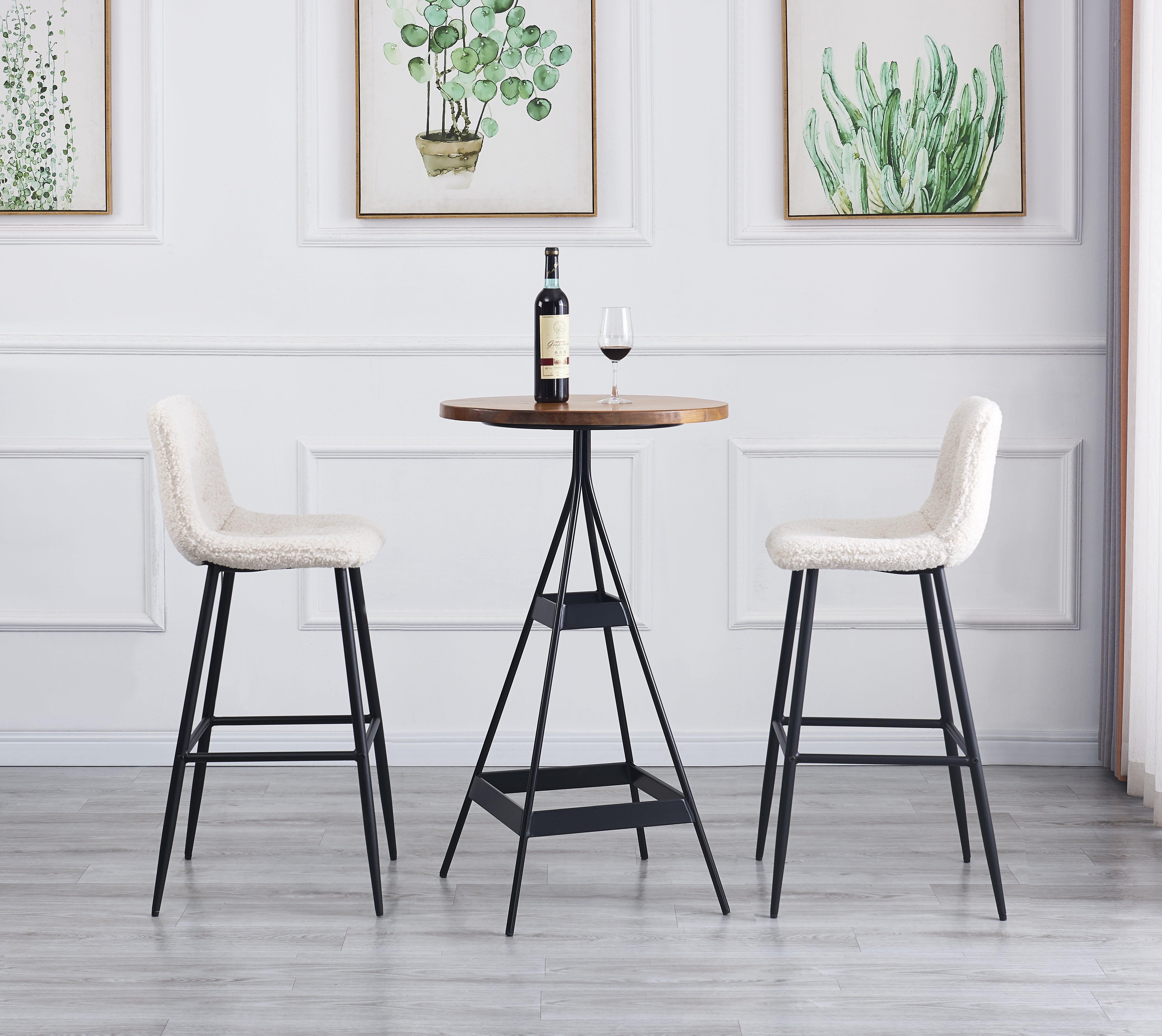 BJORN – Zestaw 2 stołków barowych z metalu i białymi pętelkami