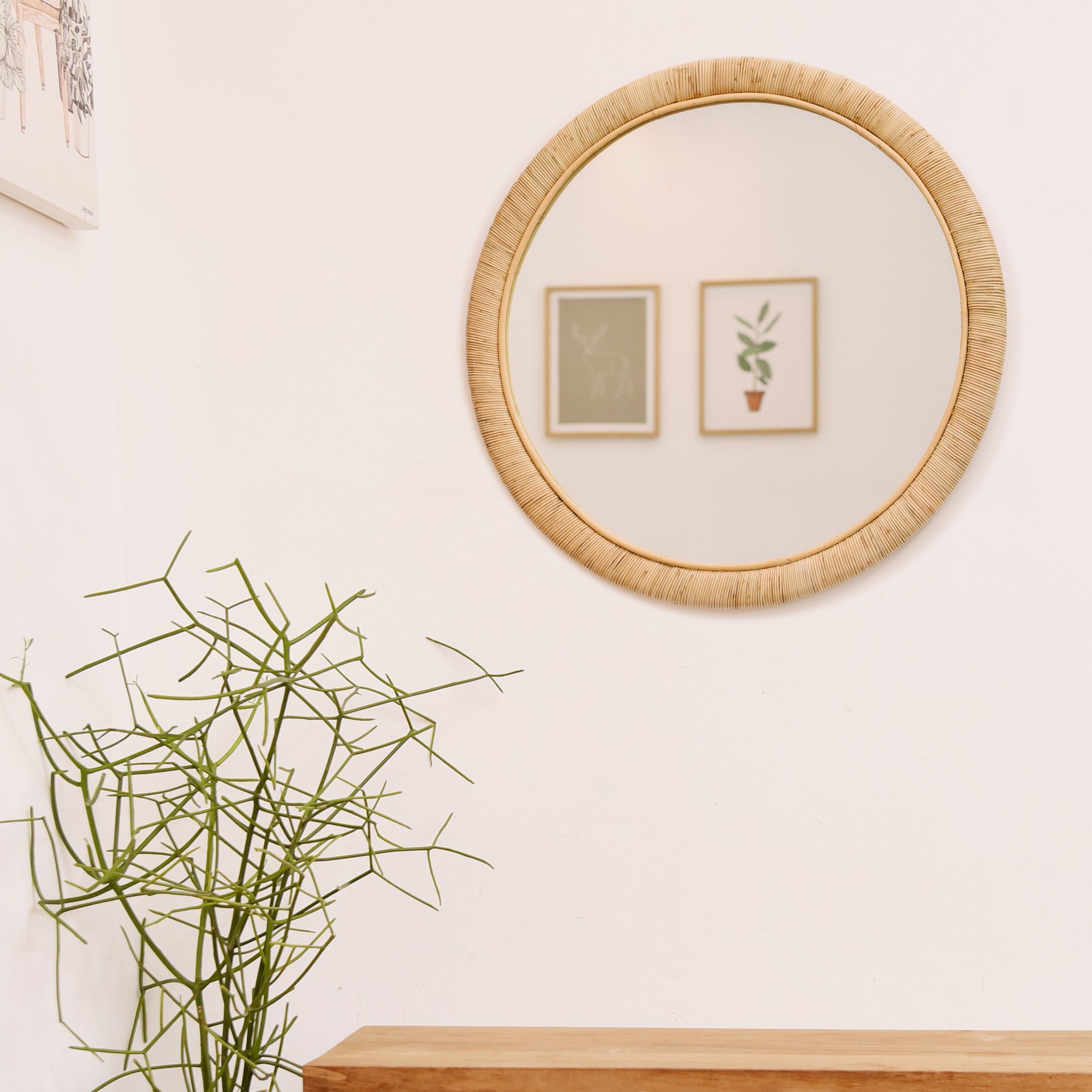 DARWIN – Okrągłe lustro Ø 75 cm z naturalnego rattanu