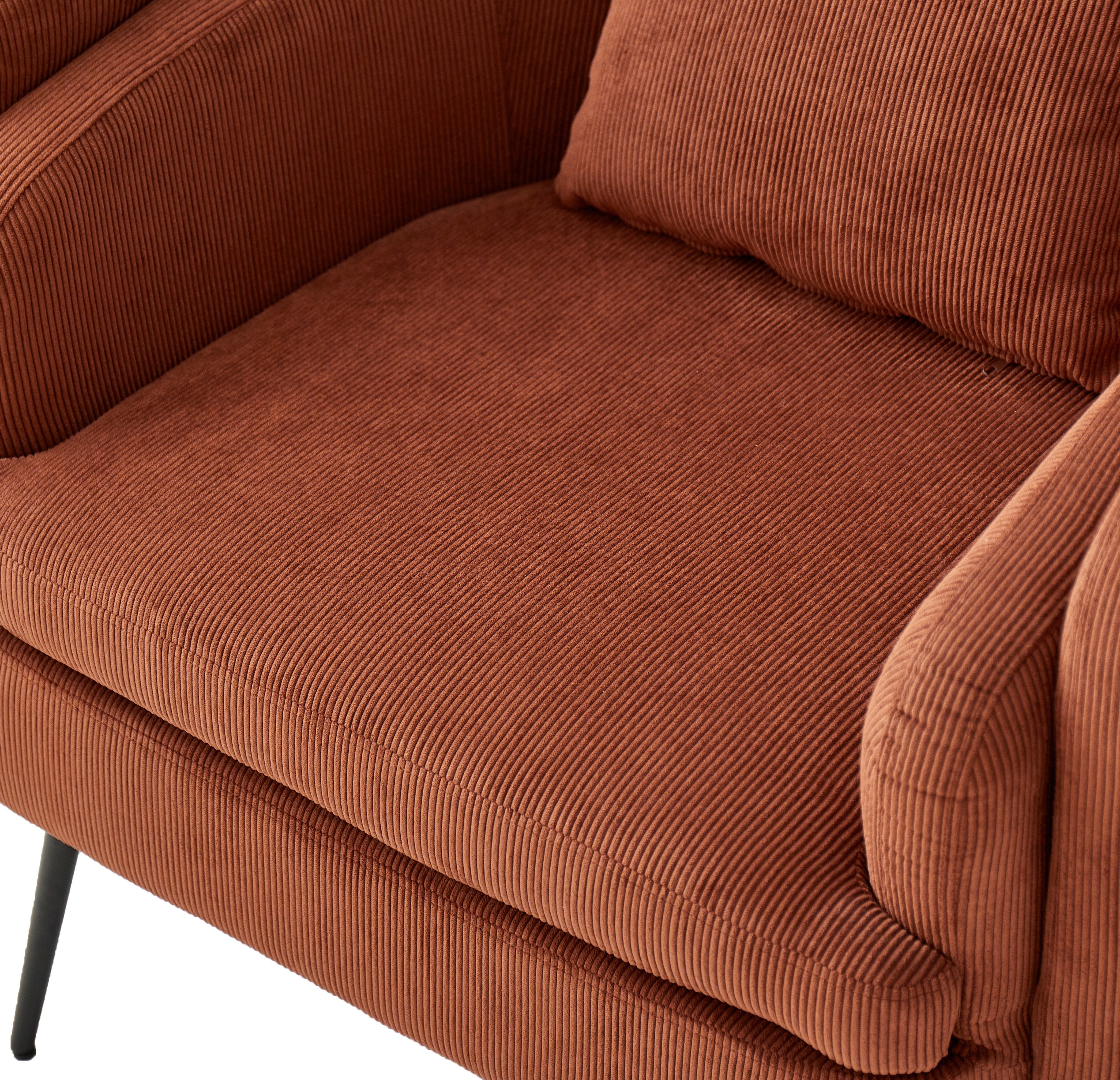 DUKE – Fotel salonowy z metalu i sztruksu w kolorze terakoty