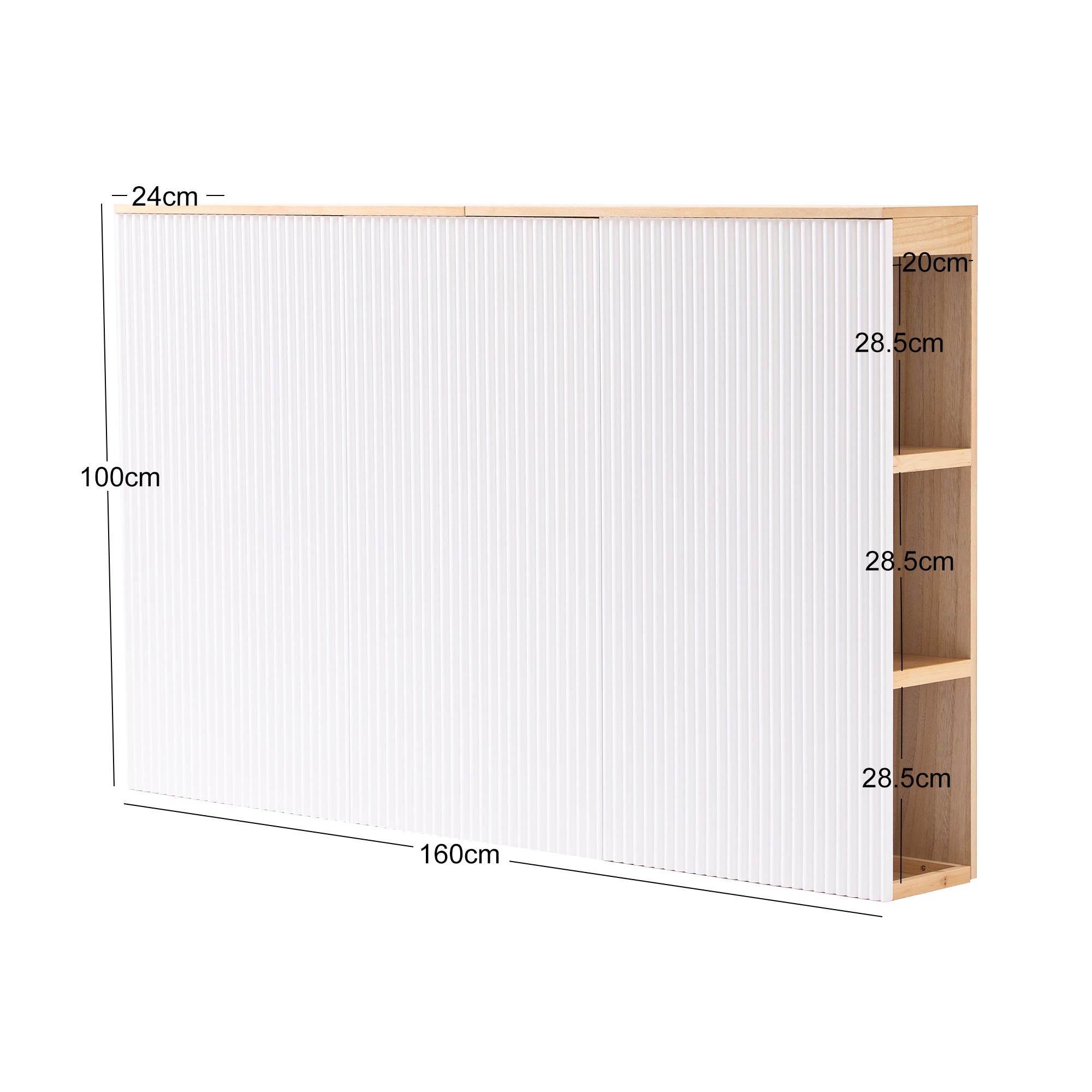 ESLOV - Wezgło łóżka 160 z drewna z białymi schowkami